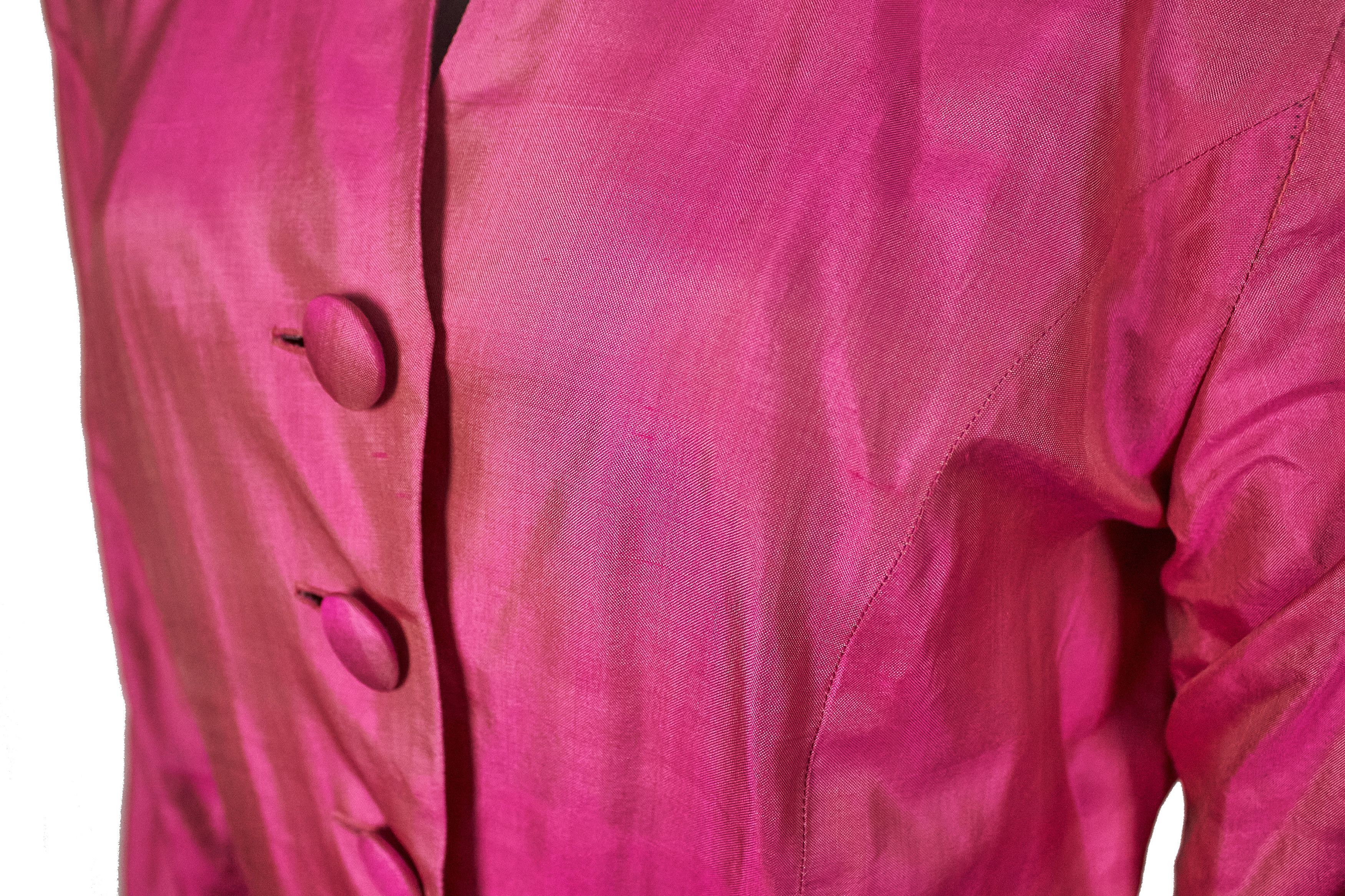 Vintage Vintage 80s Pink Silk Dress With Belt Size M / US 6-8 / IT 42-44 - 10 Thumbnail