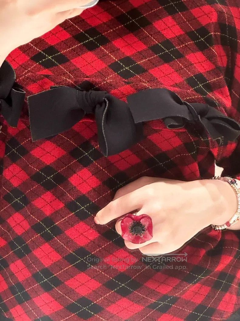 Comme des Garcons Comme des Garcons Red Plaid Bow Top Size M / US 6-8 / IT 42-44 - 3 Thumbnail
