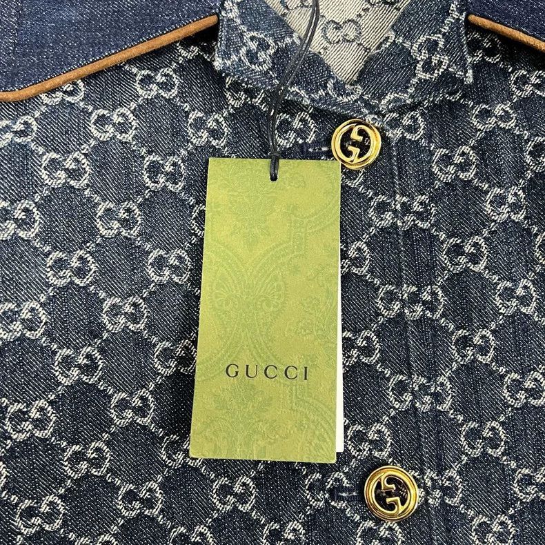 Gucci Gucci Sise 38 Double G full print leather patchwork denim Size US XS / EU 42 / 0 - 5 Thumbnail