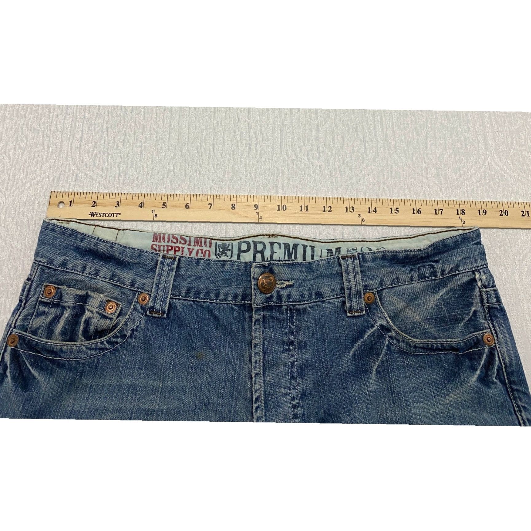 Mossimo Mossimo Supply Co Dylan Jeans Mens Slim Blue Denim 36×32 Bootcut 5-Pocket Distressed Grunge Art Casual Menswear Size US 36 / EU 52 - 7 Thumbnail