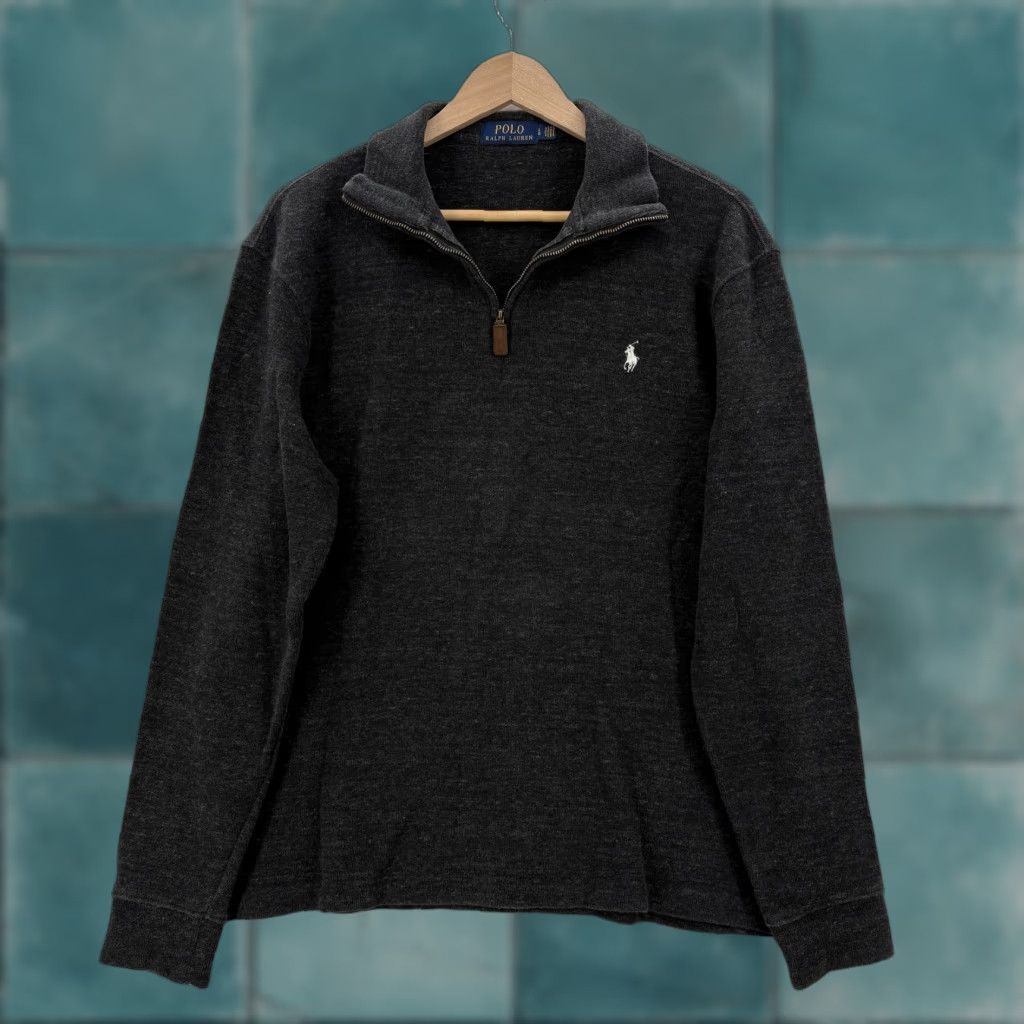 Polo Ralph Lauren Polo Ralph Lauren Sweater Mens Large Gray 1/4 Zip Mock Neck Knit Pullover Pony Size US L / EU 52-54 / 3 - 1 Thumbnail