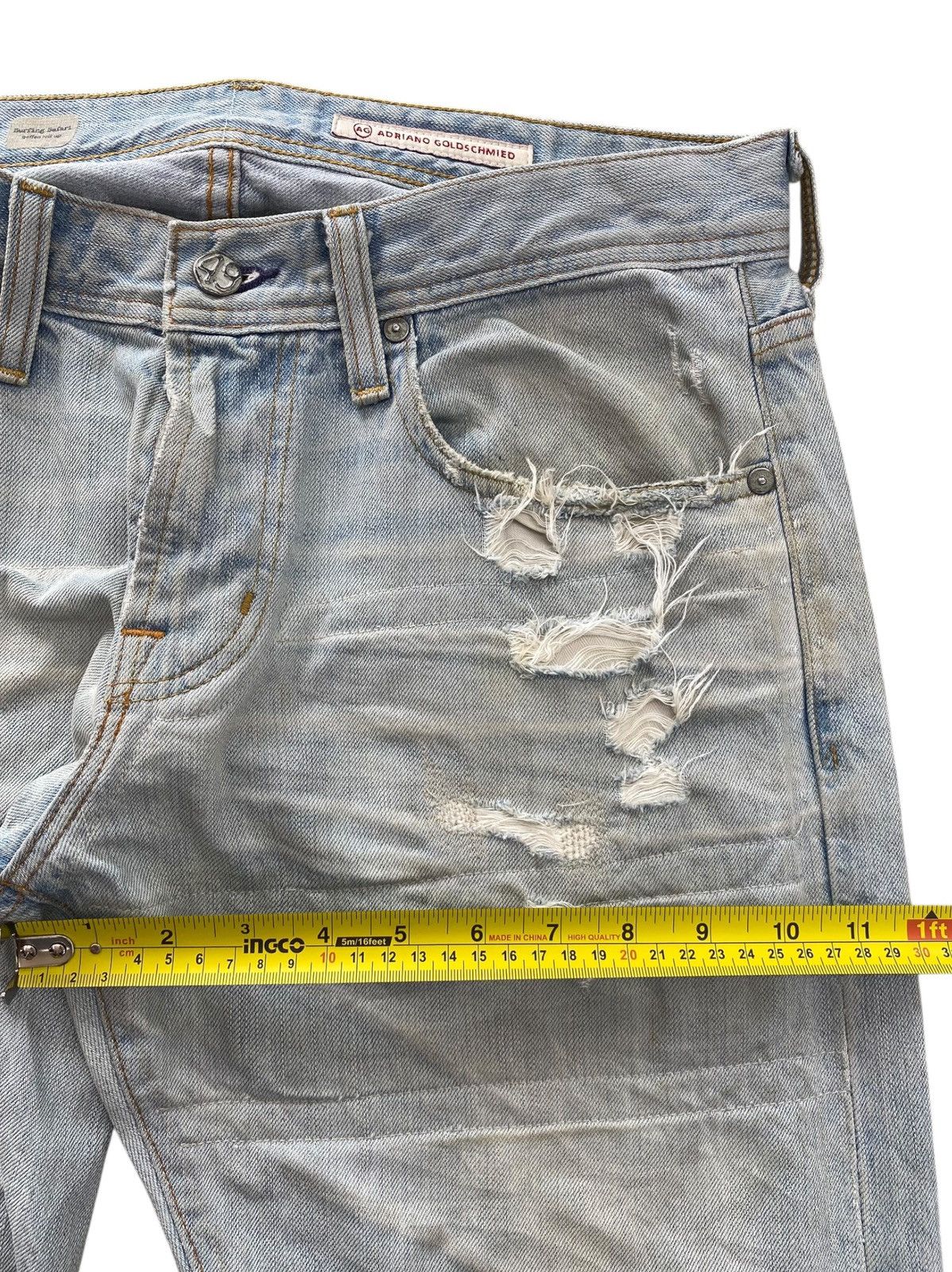 AG Adriano Goldschmied AG Adriano Goldschmies Ripped Distressed Style Straight Jean Size US 33 - 7 Thumbnail