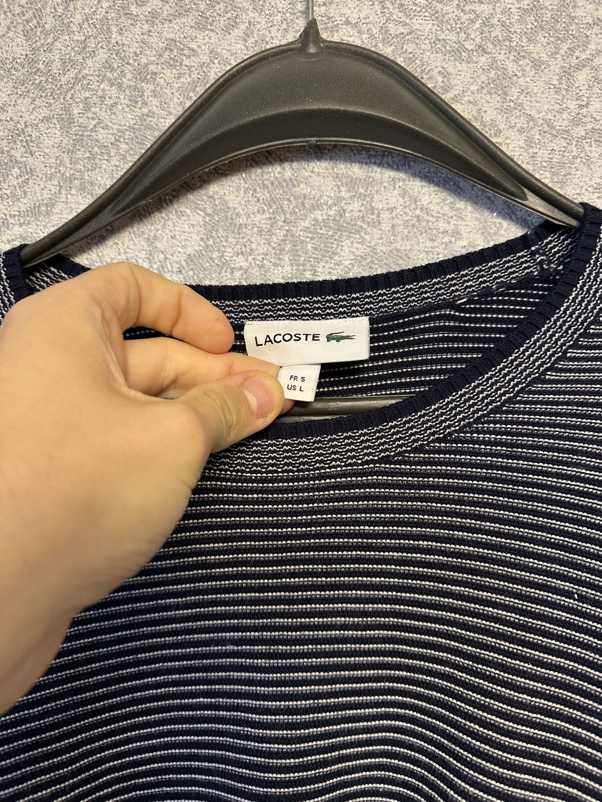Lacoste Lacoste retro y2k OOs Navy Striped jumper pull knitwear Size US L / EU 52-54 / 3 - 5 Thumbnail