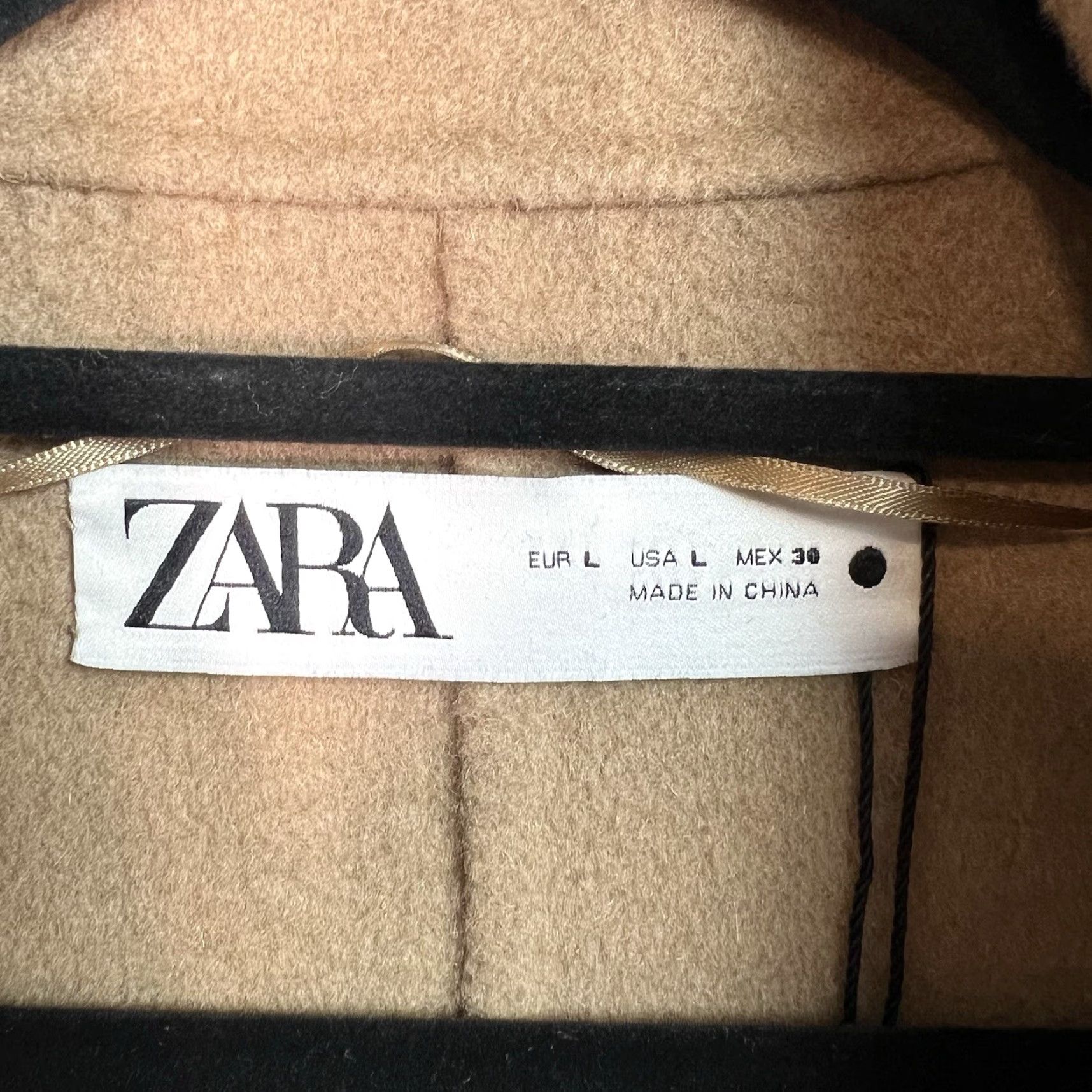 Zara NWT Zara WRAP Coat Womens Large Brown Wool Blend Belt Missing Belt No Belt? Beige Wool Overcoat Long Sleeve Coat NWT Zara Size L / US 10 / IT 46 - 6 Thumbnail