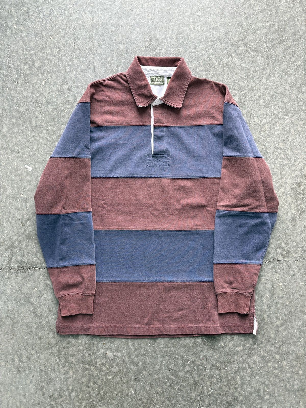 Vintage Y2K LL Bean Striped Rugby Longsleeve Polo Shirt