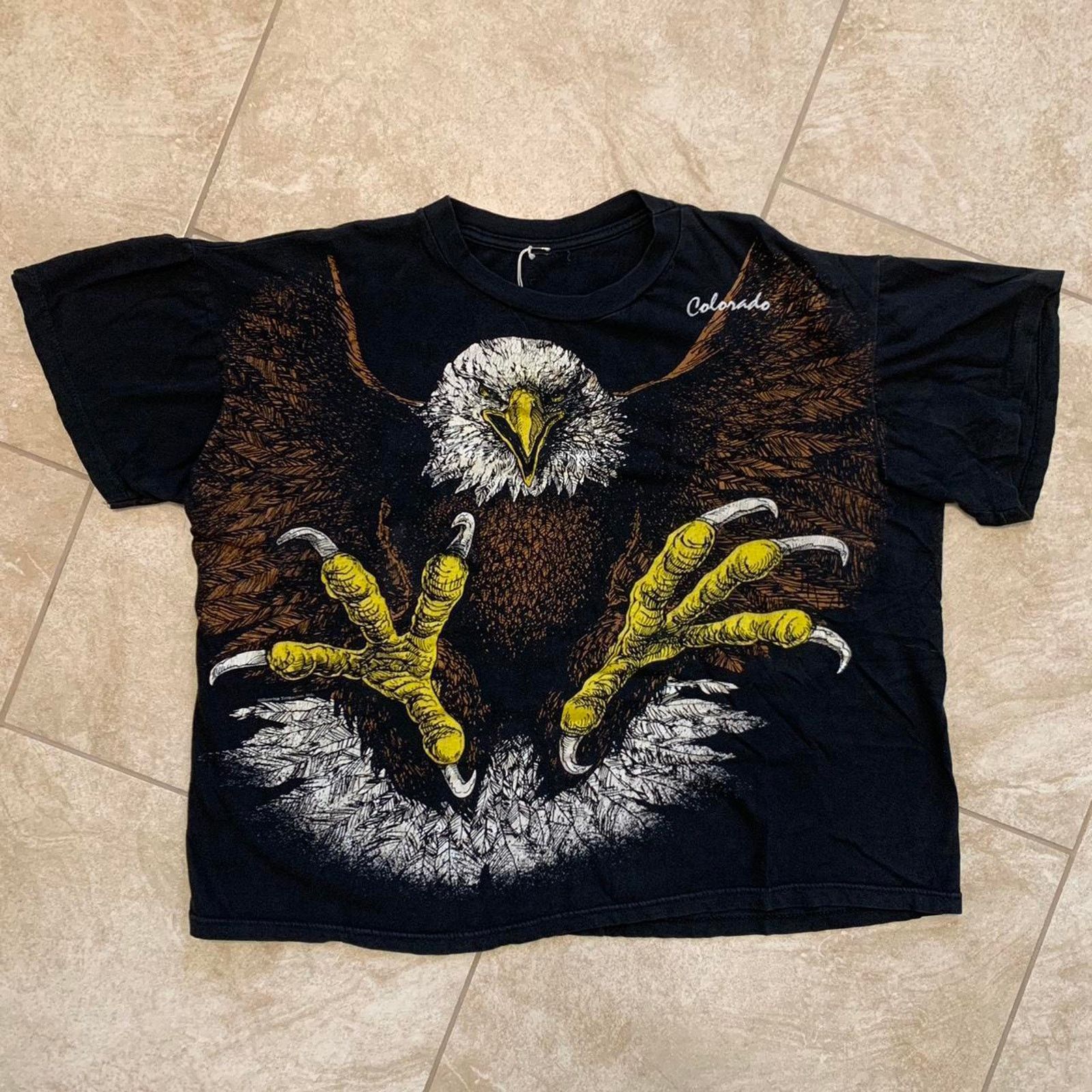 Vintage Vintage 90s AOP Eagle Tshirt Size US XL / EU 56 / 4 - 2 Thumbnail