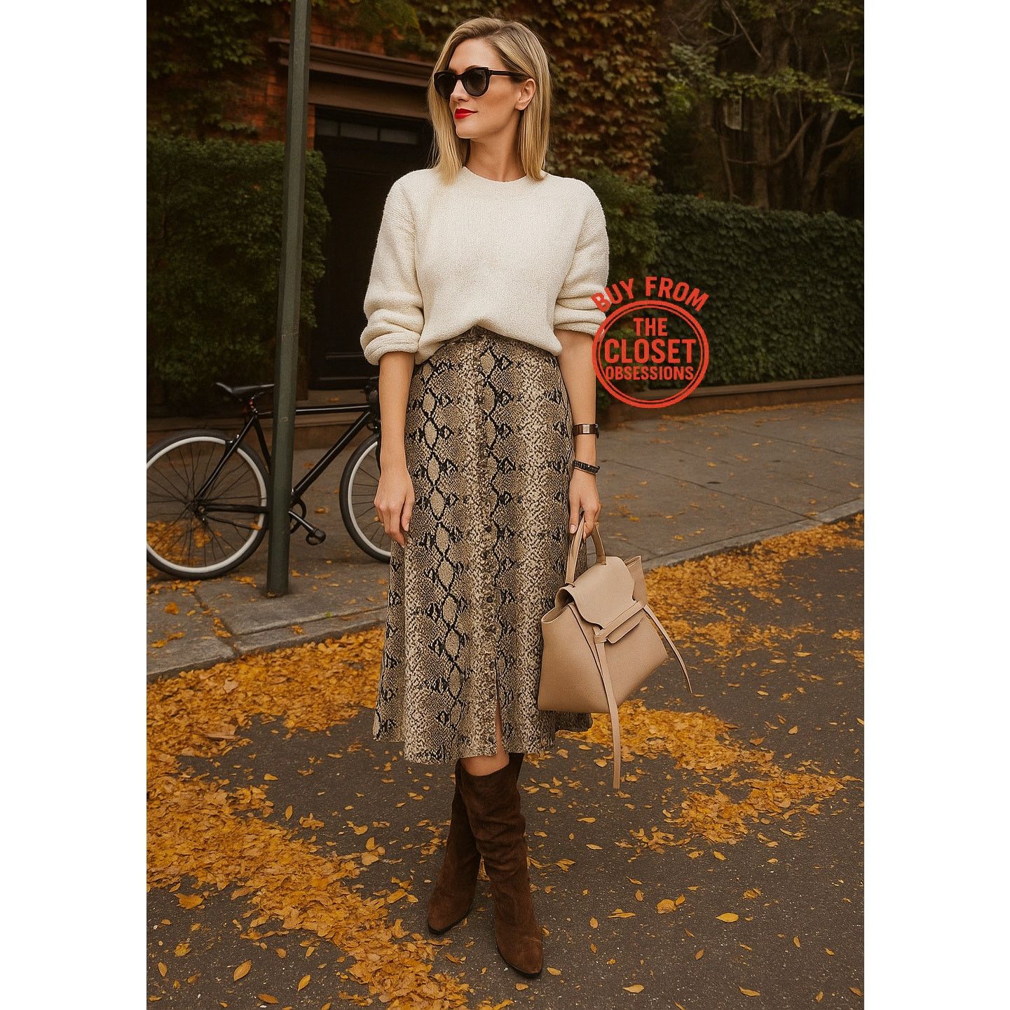 Zara ZARA Snakeskin Print Midi Skirt NWT Size 30" / US 8 / IT 44 - 1 Thumbnail