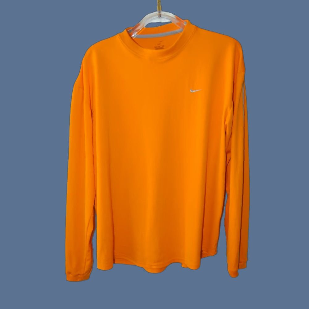 Nike Nike Shirt Mens Orange Long Sleeve Swoosh Logo Crewneck XXL Dri-FIT Cotton Size US XXL / EU 58 / 5 - 1 Thumbnail