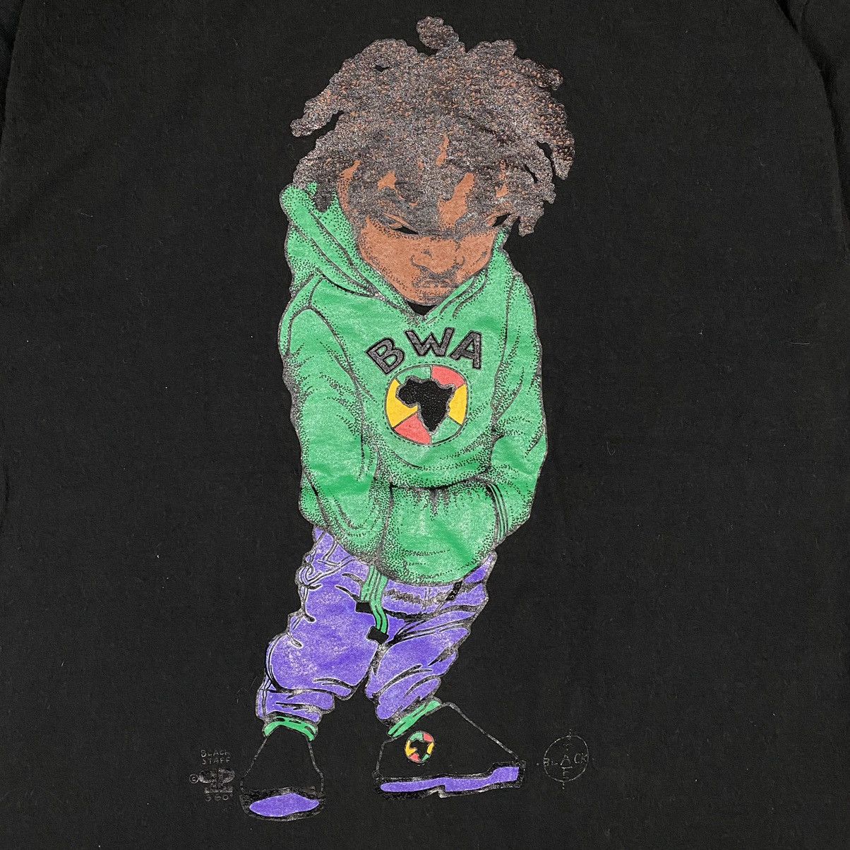 Cross Colours × Rap Tees × Vintage VINTAGE 90's BWA BLACK STAFF RASTA CROSS COLOURS TEE Size US M / EU 48-50 / 2 - 3 Thumbnail