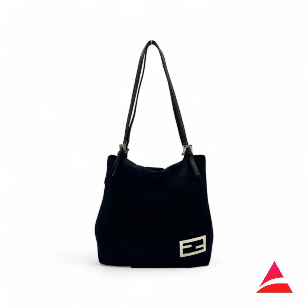 Fendi Fendi - Tote Handbag Jersey Black Leather FF Silver Size ONE SIZE - 1 Thumbnail