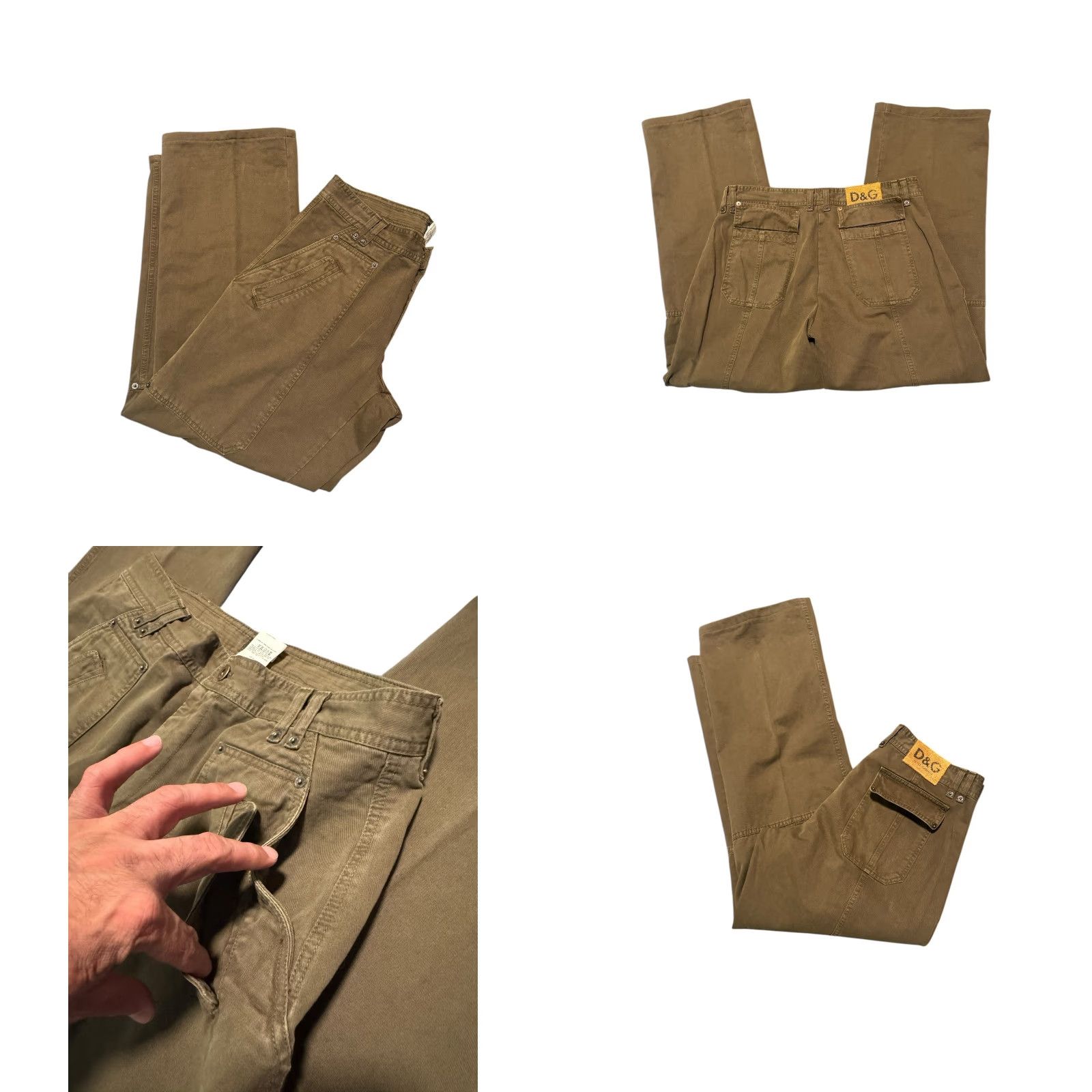 Dolce & Gabbana VINTAGE Dolce&Gabbana Cargo Pants Military Green 36x31 Men Regular 5-Pocket Canvas Cotton Army 90s Italy Rare Size US 36 / EU 52 - 9 Thumbnail