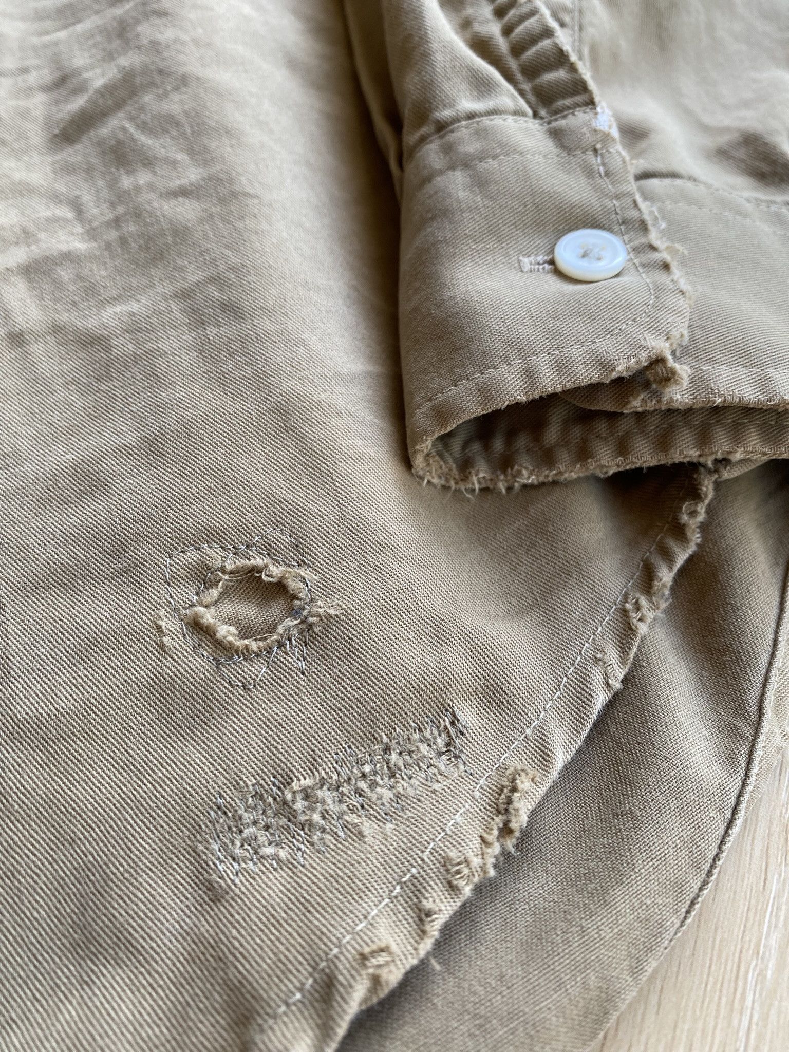 Kapital Repair Work Shirt - Khaki Twill Size US M / EU 48-50 / 2 - 12 Thumbnail