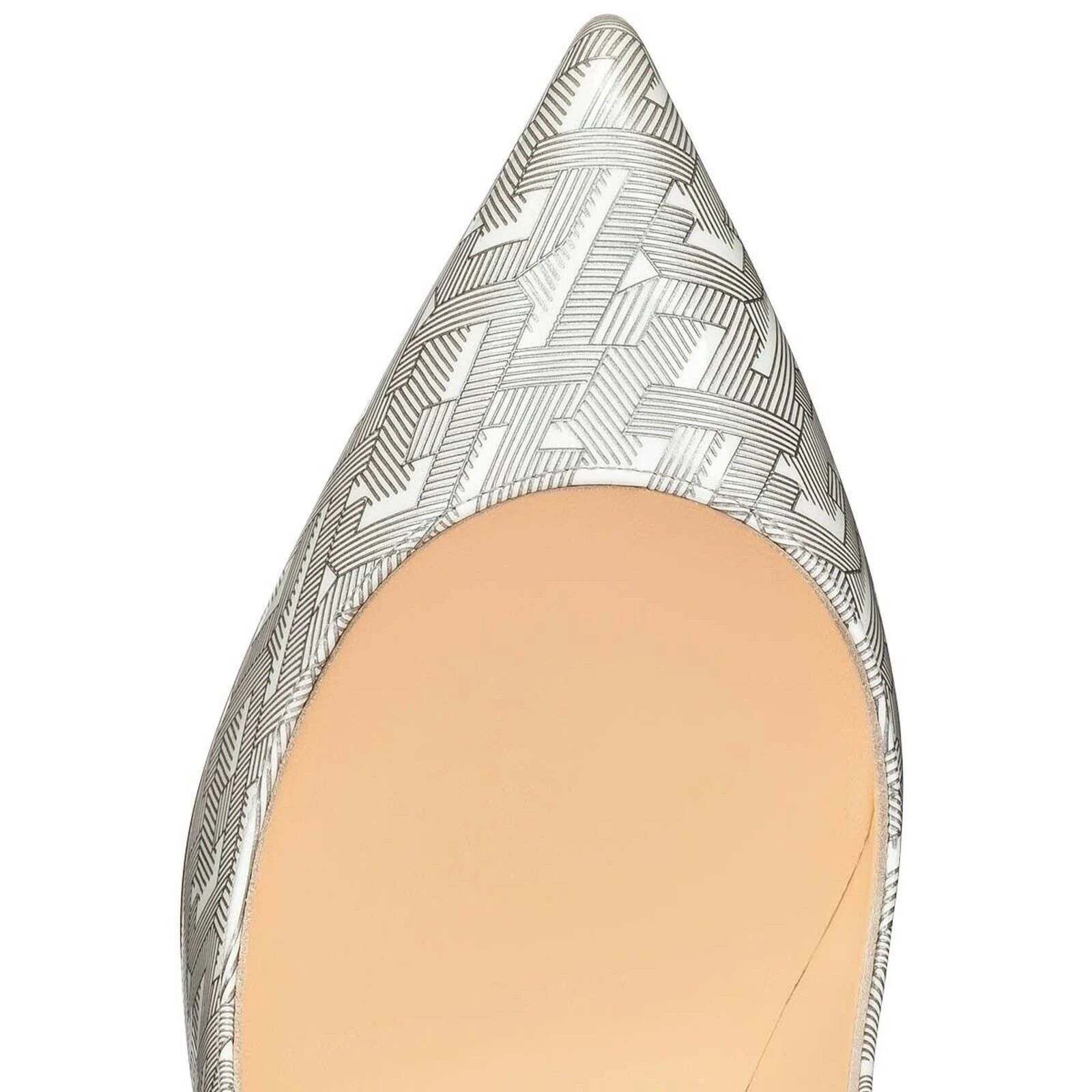 Christian Louboutin Christian Louboutin Pigalle Follies Patent CL White Silver Size US 10.5 / IT 40.5 - 6 Thumbnail
