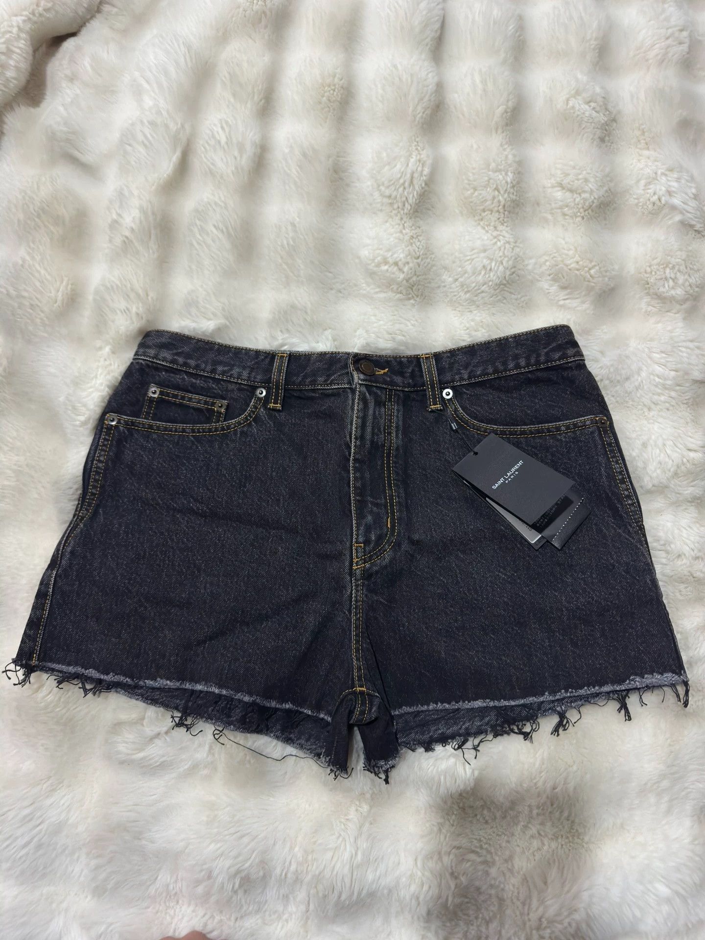 Saint Laurent Paris Saint Laurent brand new distressed denim shorts with tassels Size 31" - 1 Thumbnail