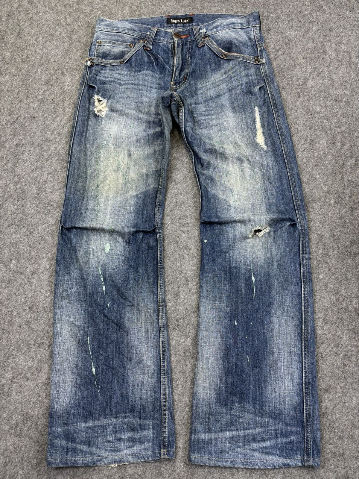 Japanese Brand 💥Flare💥Wild Life Painter Distressed Denim K37 Size US 32 / EU 48 - 19 Thumbnail