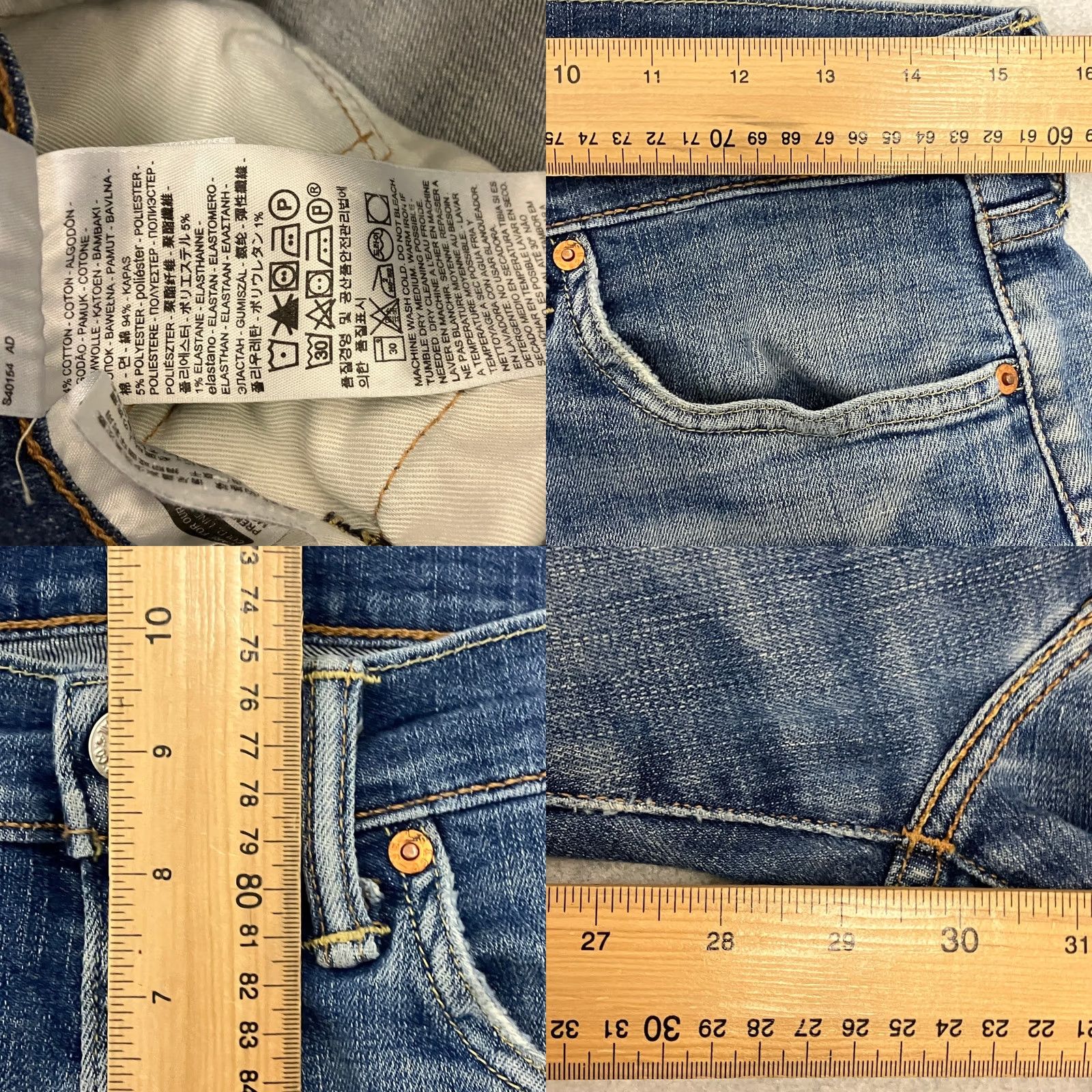 Levi's Levi'S Jeans Mens 31 31W 30L Blue Slim Straight Fit Stretch Denim Red Tab Size US 31 - 8 Thumbnail