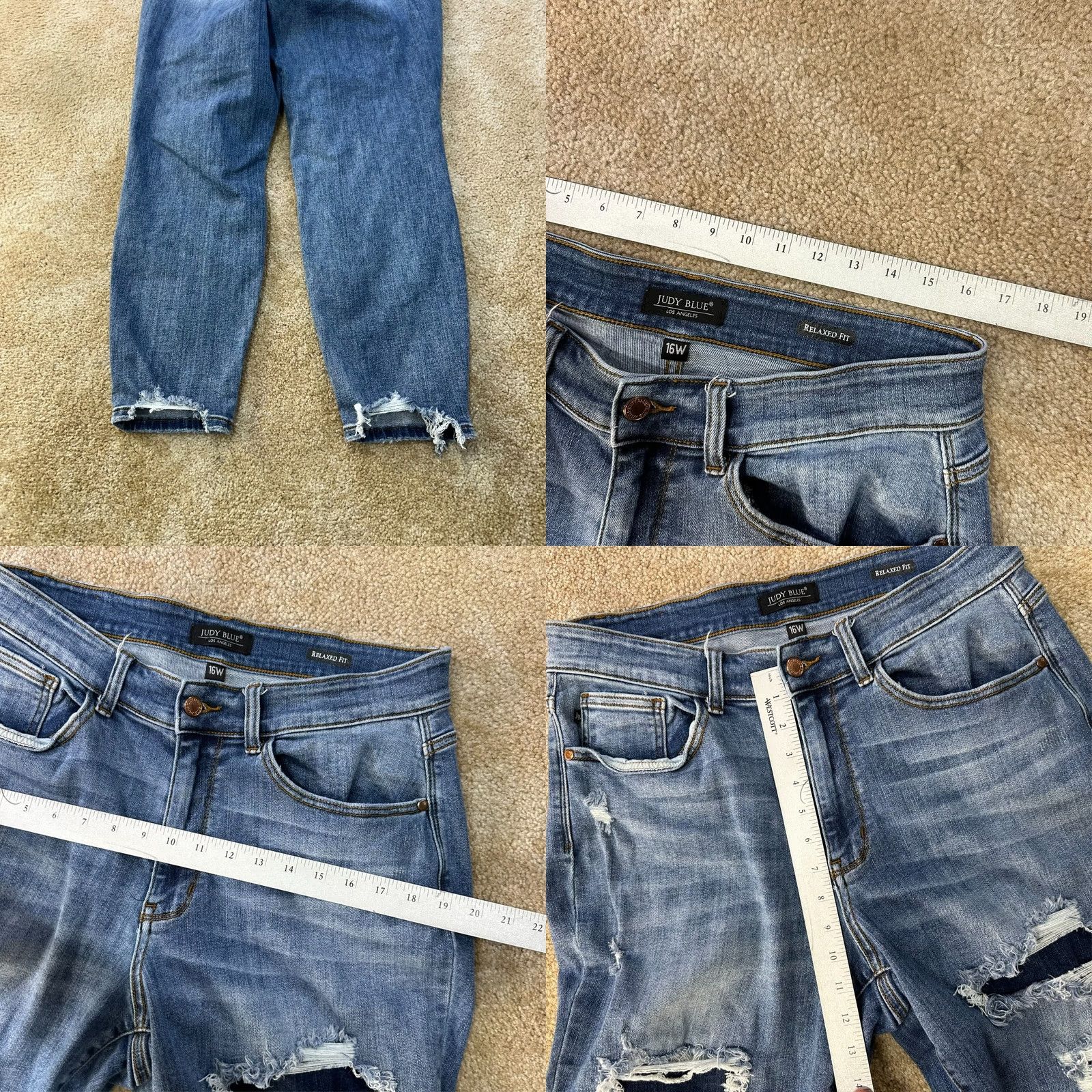 Denime Judy Blue Relaxed Fit High-Rise Jeans Women's 16W Blue Stretch Denim Jeans Juniors Plus Size 16W Women’s 5-Pocket Denim Size 38" / US 16 / IT 52 - 8 Thumbnail