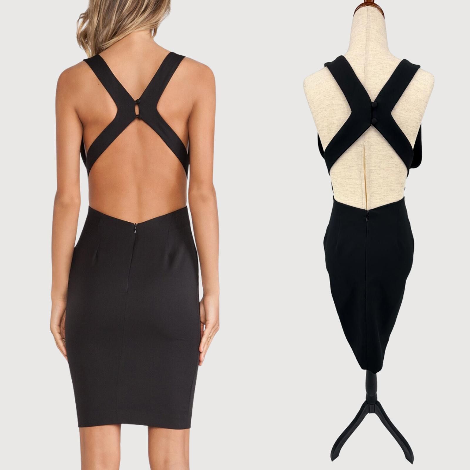 Other Solace London Milo Plunge Dress Black Knee Length 2 Size XS / US 0-2 / IT 36-38 - 4 Thumbnail
