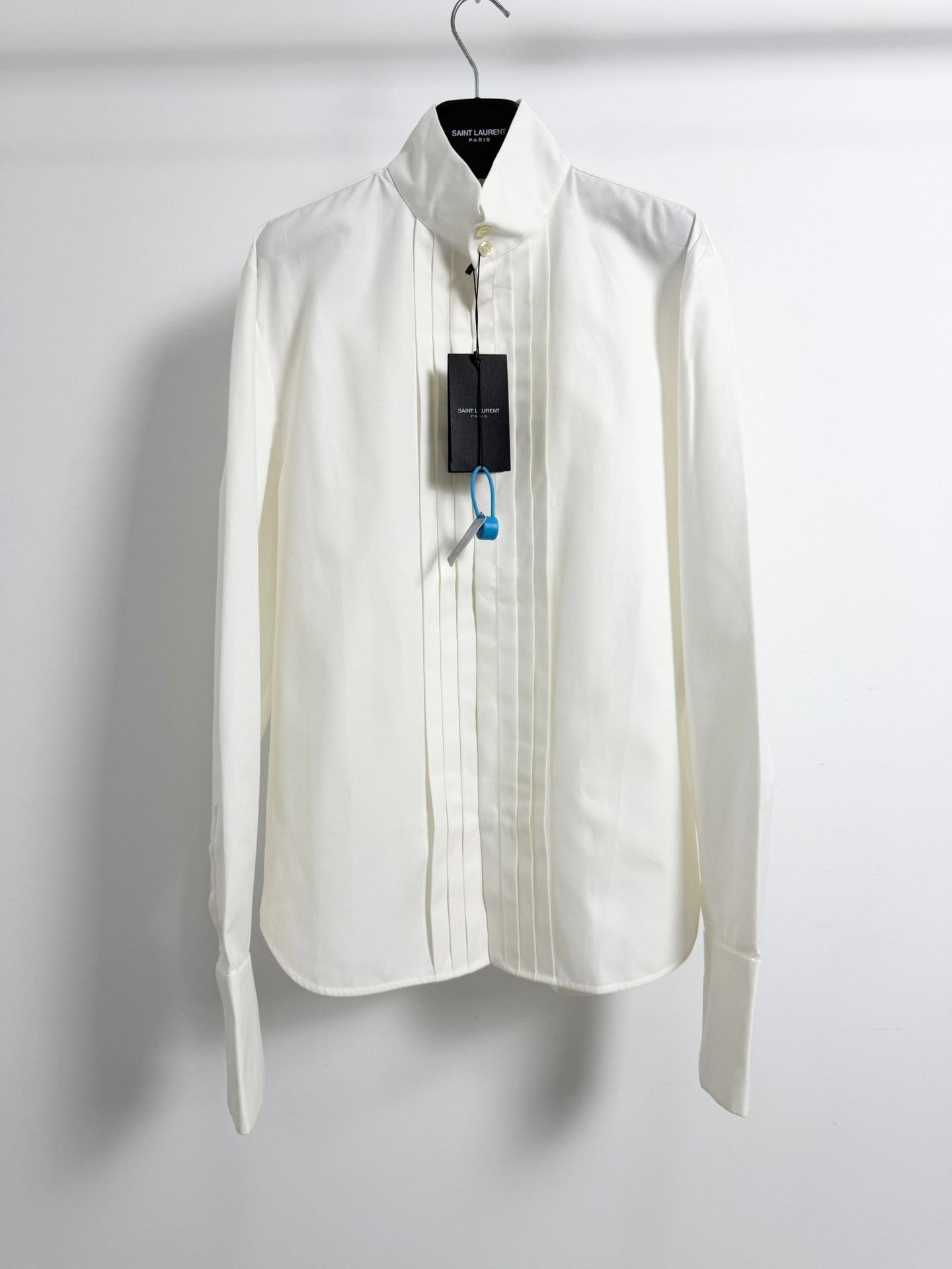 Saint Laurent Paris Saint Laurent White Pleated Dress Shirt Size US M / EU 48-50 / 2 - 1 Thumbnail