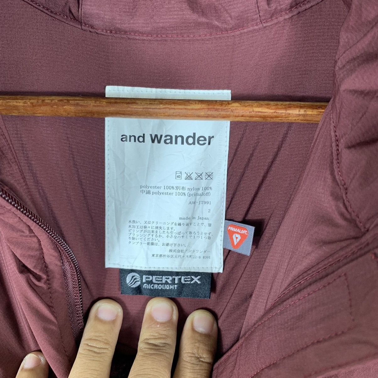 And Wander And Wander Pertex Microlight Primaloft Burgundy Fleece Size US M / EU 48-50 / 2 - 5 Thumbnail