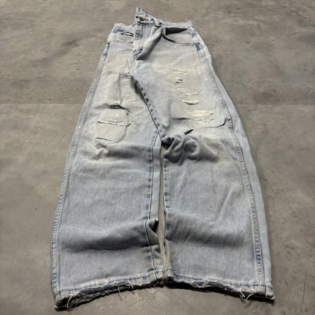 Japanese Brand × Vintage Crazy Vintage Y2K/2000s Grunge Faded Light Wash Distressed Denim Jeans! Size US 31 - 3 Thumbnail