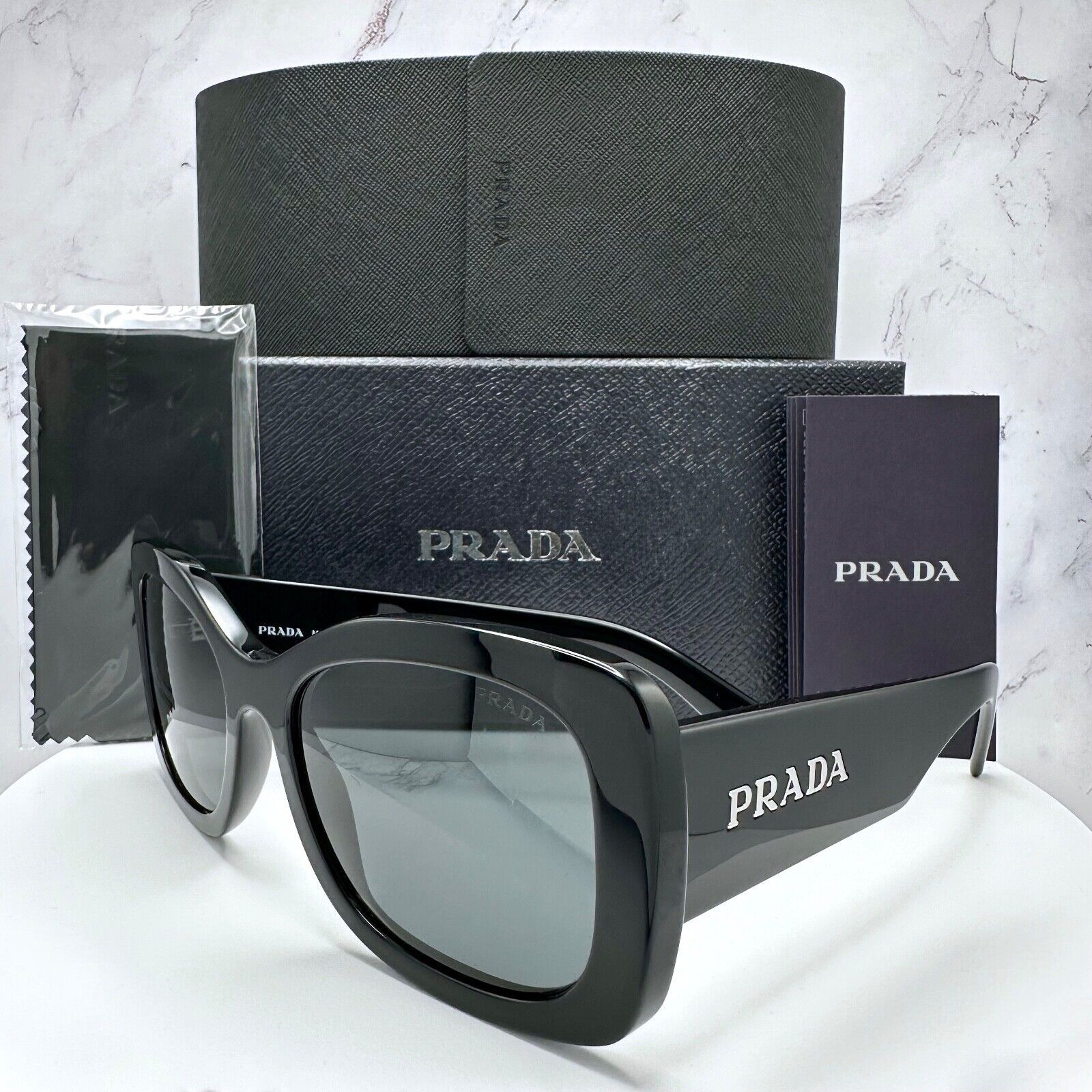 Prada New PRADA Sunglasses Black Oversized Square Letter Logo Size ONE SIZE - 13 Thumbnail
