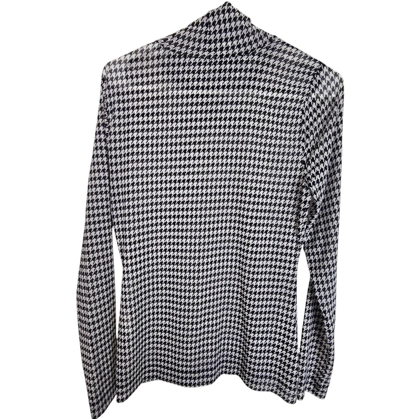 White House Black Market White House Black Market Sheer Houndstooth Top S Turtleneck Size S / US 4 / IT 40 - 9 Thumbnail