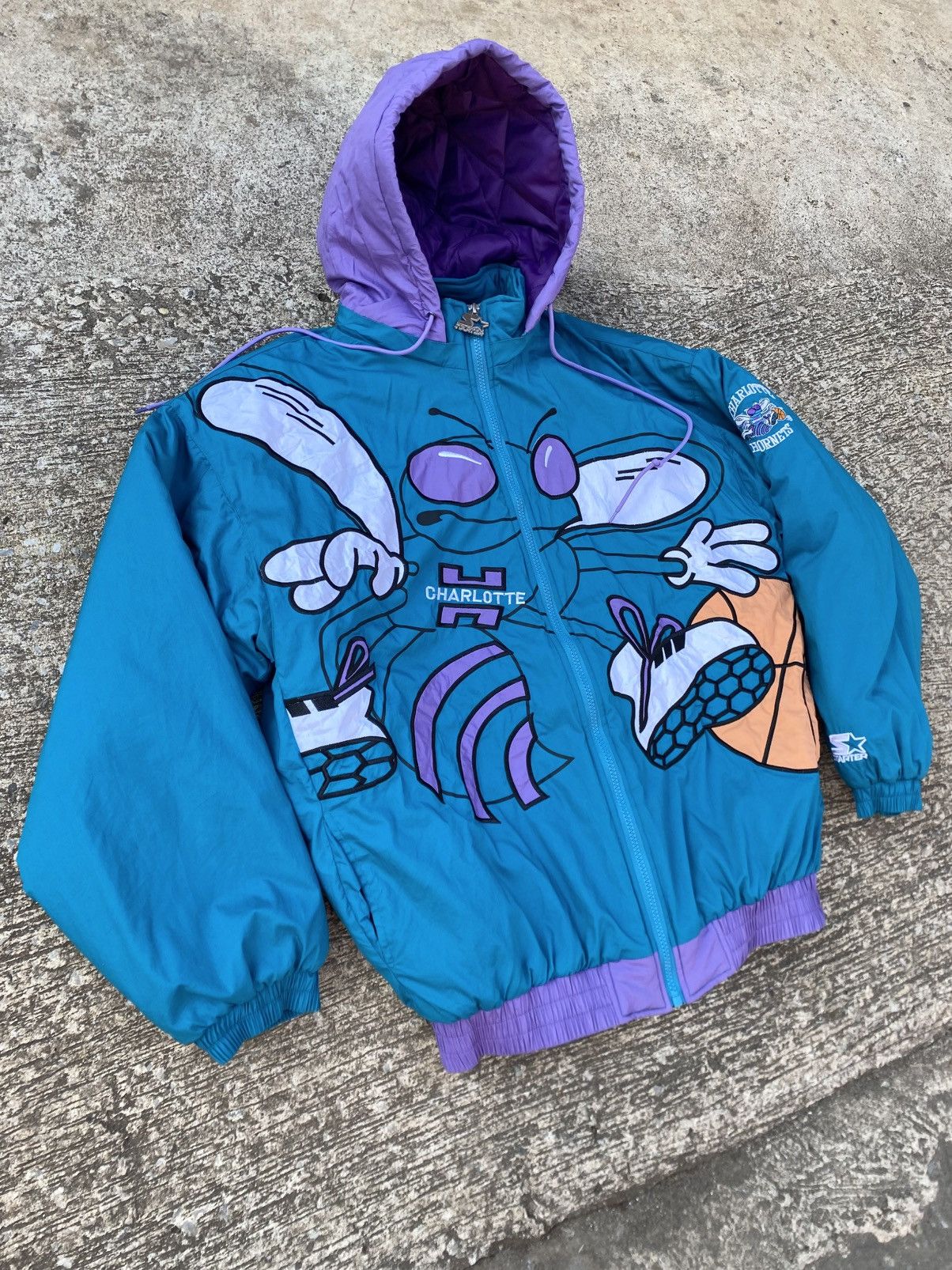 Starter NBA Charlotte Hornets Big LoGo Zip out hoodie Size US L / EU 52-54 / 3 - 1 Thumbnail
