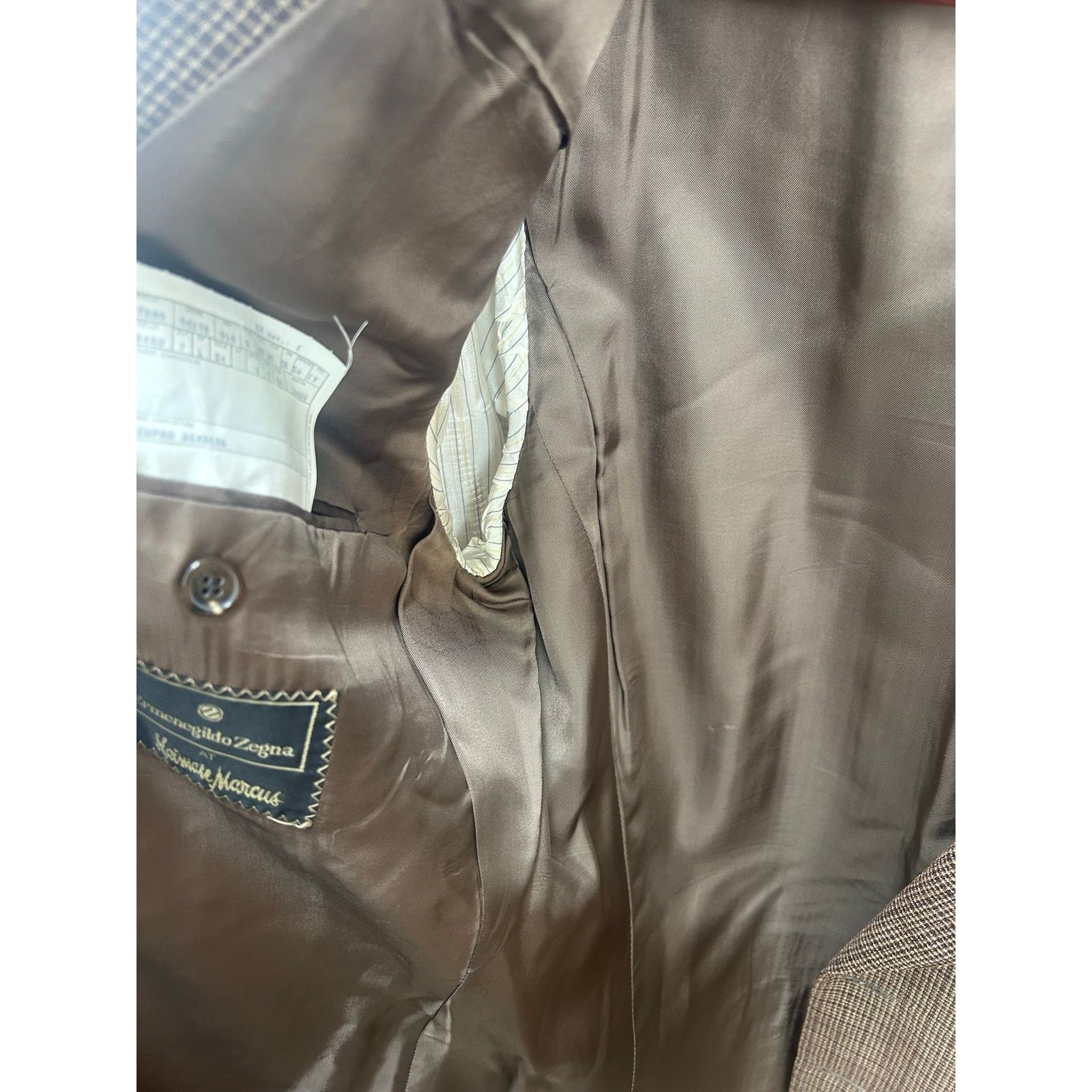 Ermenegildo Zegna Ermenegildo Zegna Blazer Brown Micro Check 100% Wool Size 54 Size 44R - 7 Thumbnail