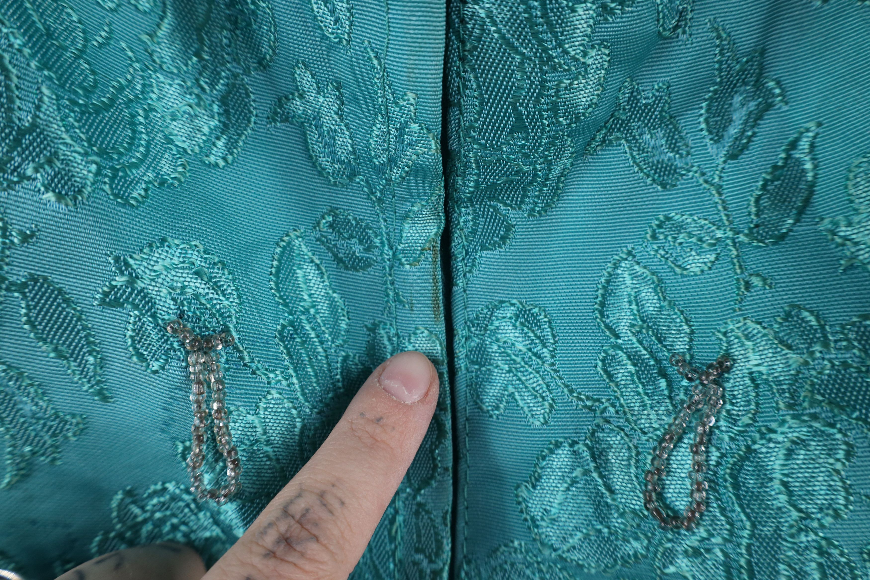 Vintage Vintage 50s 60s Rockabilly Beaded Silk Flower Blouse Top Size XL / US 12-14 / IT 48-50 - 12 Thumbnail