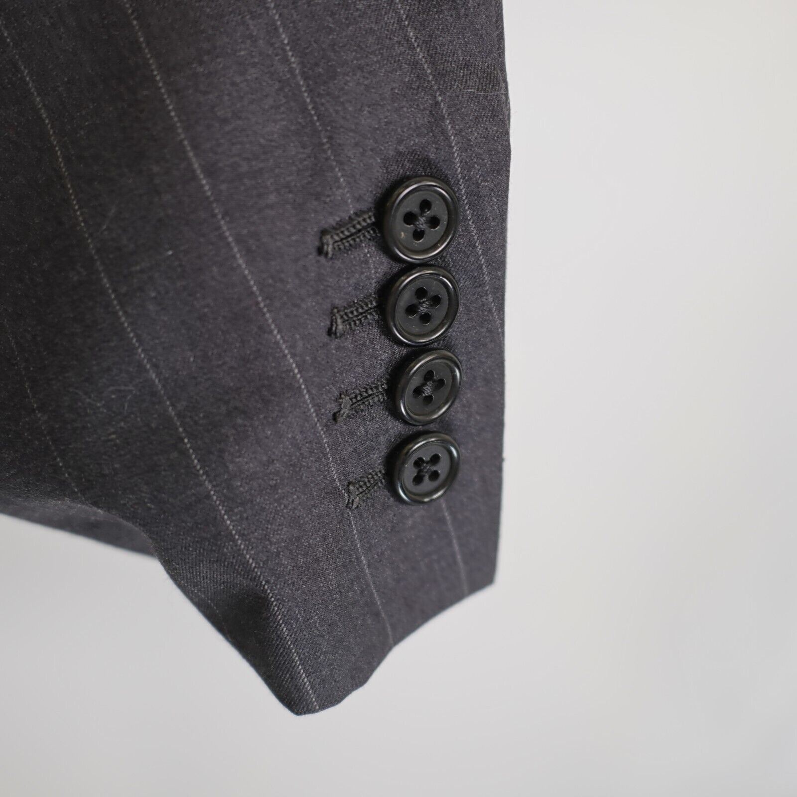 Tom James Tom James Ventura Bespoke Wool Gray Striped 2 Piece Suit 42R Size 42R - 6 Thumbnail