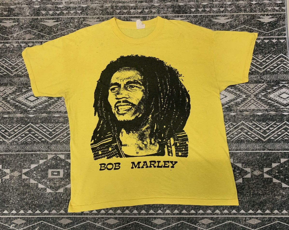 Bob Marley 90s BOB MARLEY BIG FACE ON SCREEN STAR TAG RARE COLOUR Size US XL / EU 56 / 4 - 7 Thumbnail