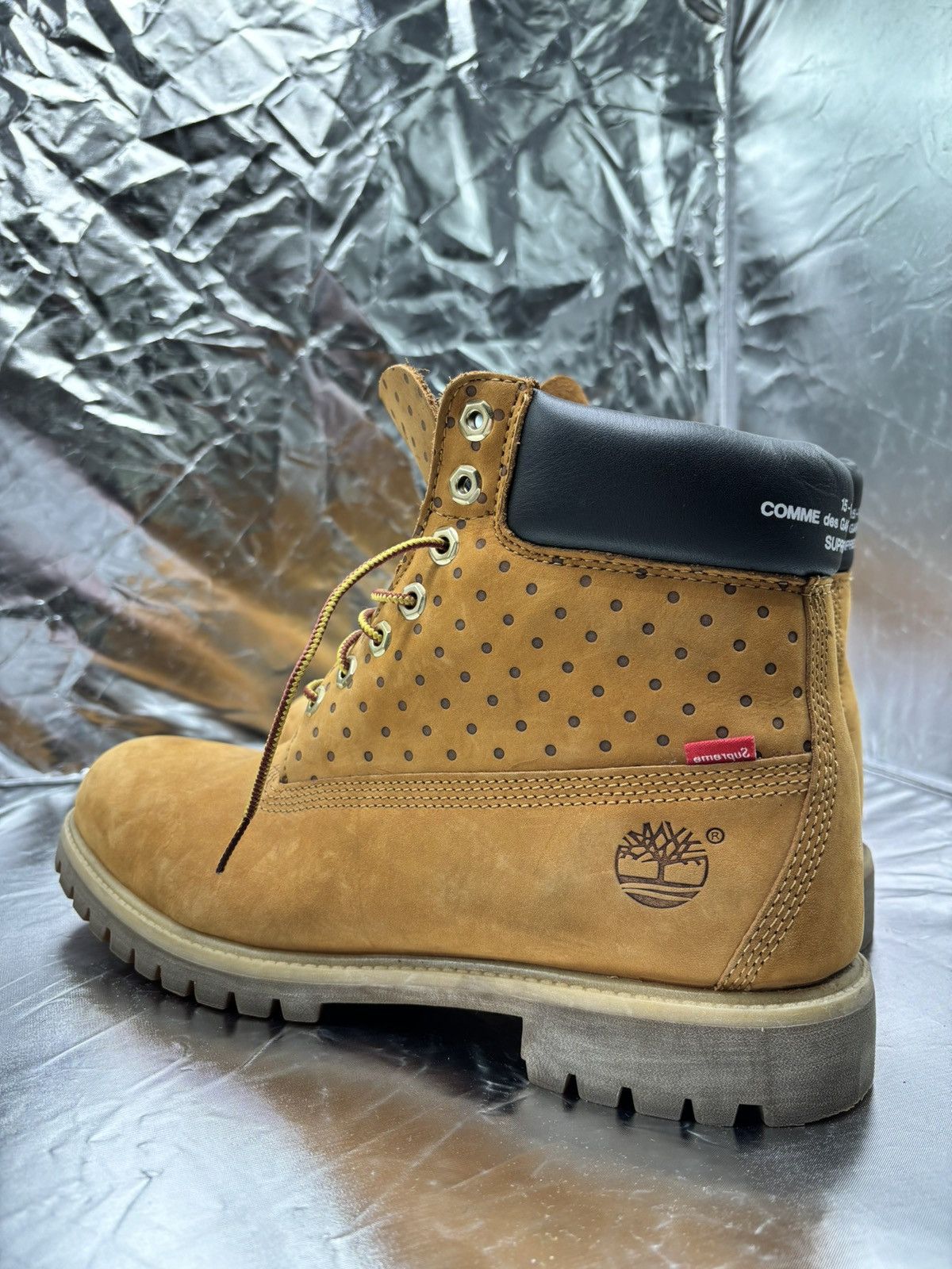 image of Timberland 6" Boot Supreme X Comme Des Garcons Wheat in Tan Suede, Men's (Size 11)