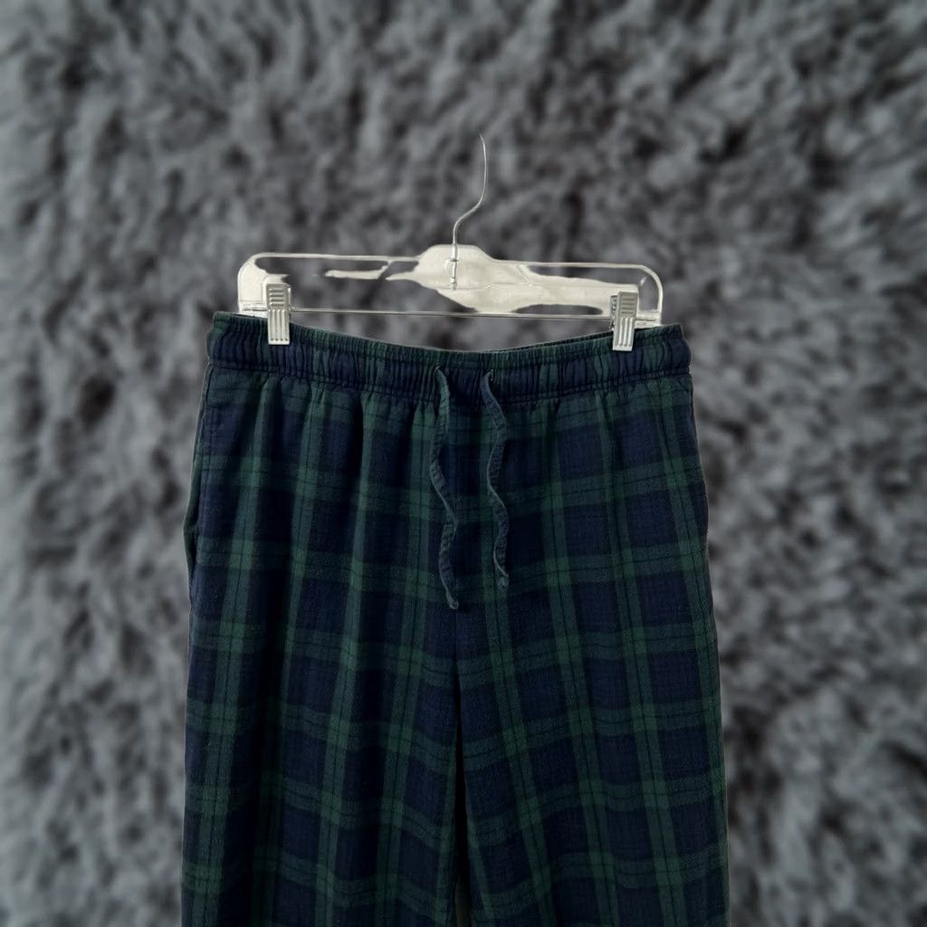 Vintage LL Bean Black Watch Plaid Flannel Fleece Lined Lounge Pants Navy Mens M 298144 Size US 31 - 1 Thumbnail