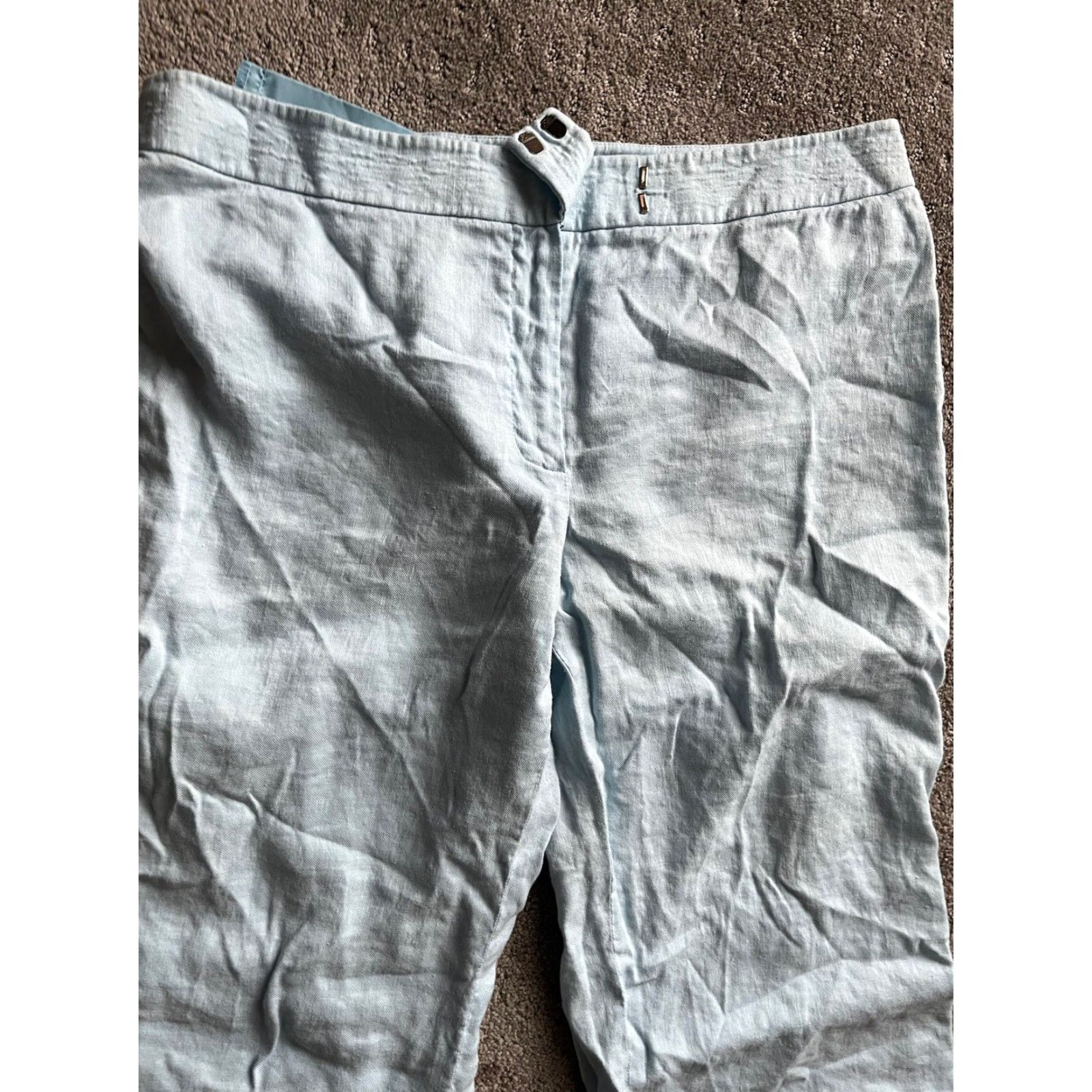 Elie Tahari Elie Tahari Light Blue Capri Pants, Size 14, Linen Blend, Pockets, Womens Size 36" / US 14 / IT 50 - 2 Thumbnail