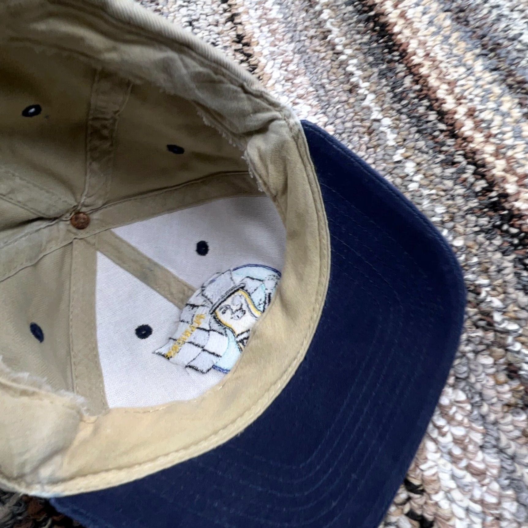 Peanuts Vintage Mr Peanut Planters Hat Cap Baseball Adjustable Cotton Tan Blue 90s Casual Mens Size ONE SIZE - 7 Thumbnail