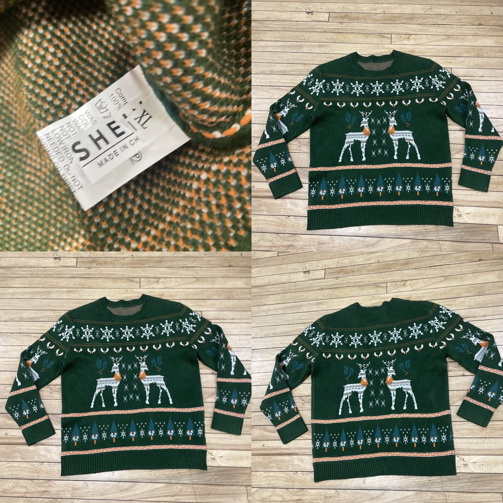 Shein SheIn Ugly Christmas Sweater Adult XL Holiday Reindeer Snowflake Print Green Shirt Pullover KnIT Crew Neck Men Men Christmas Holiday Theme 90s? Size US XL / EU 56 / 4 - 10 Thumbnail