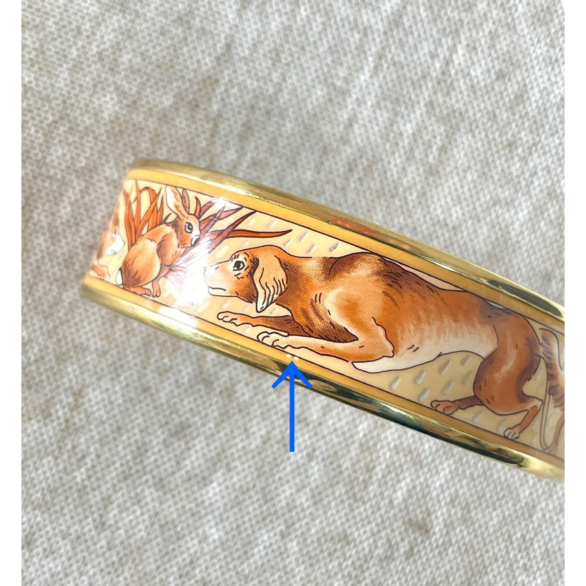 Hermes Vintage HERMES gold and brown tone enamel bangle, rabbit dog Size ONE SIZE - 6 Thumbnail