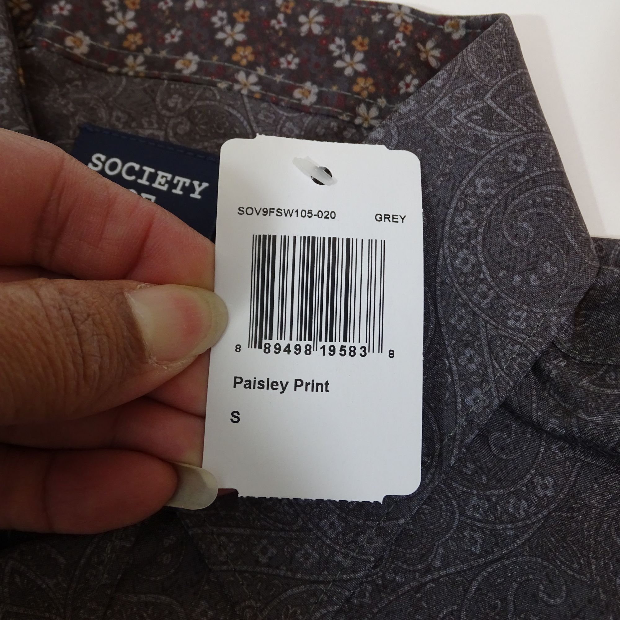 Other Society Of Threads Slim Grey Paisley Shirt Size S Stretch Size US S / EU 44-46 / 1 - 9 Thumbnail