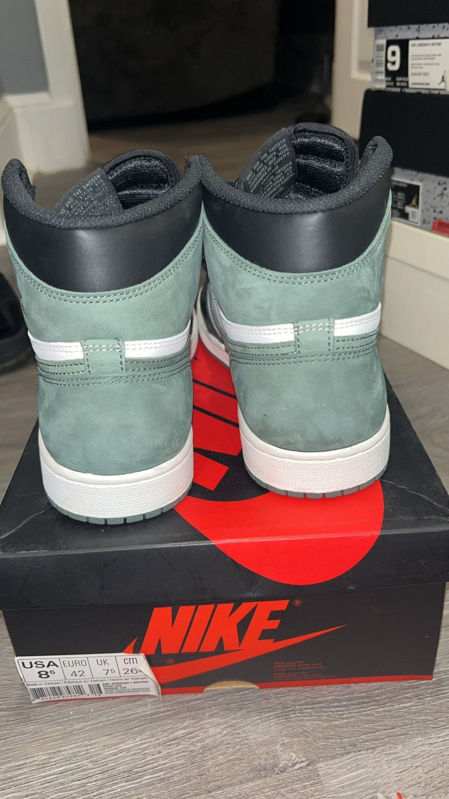image of Jordan Nike Clay Green Jordan 1S Shoes, Men's (Size 8.5)
