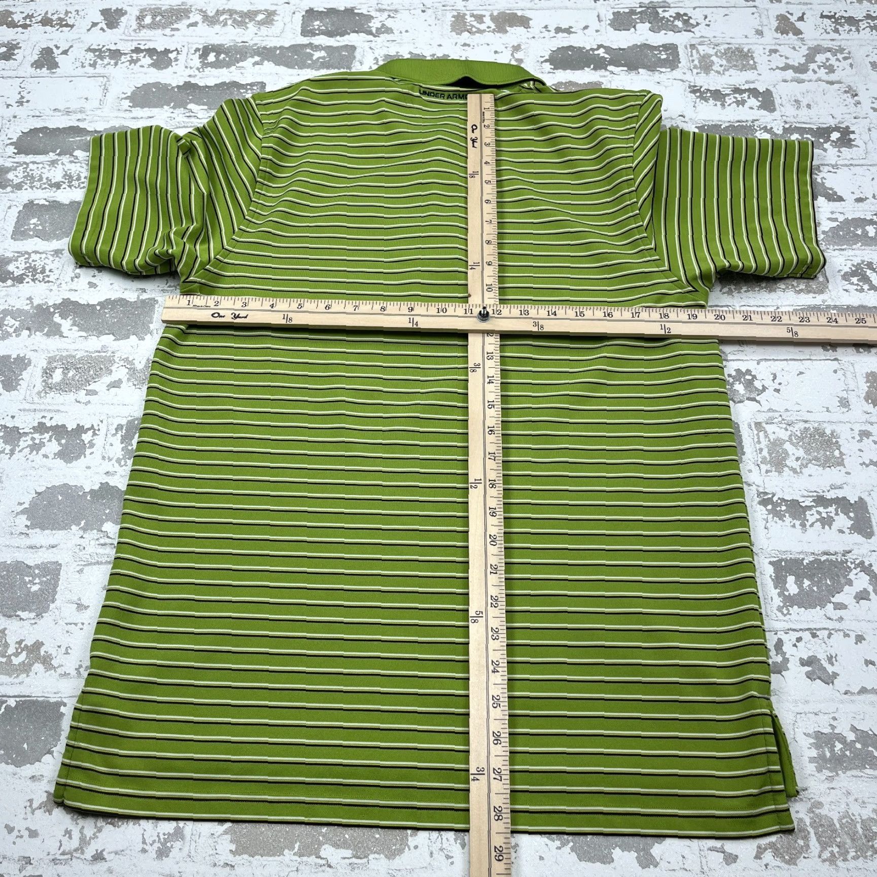 Under Armour Under Armour Polo Shirt Men M Green Striped Performance Quick Dry Golf Poly Size US M / EU 48-50 / 2 - 6 Thumbnail