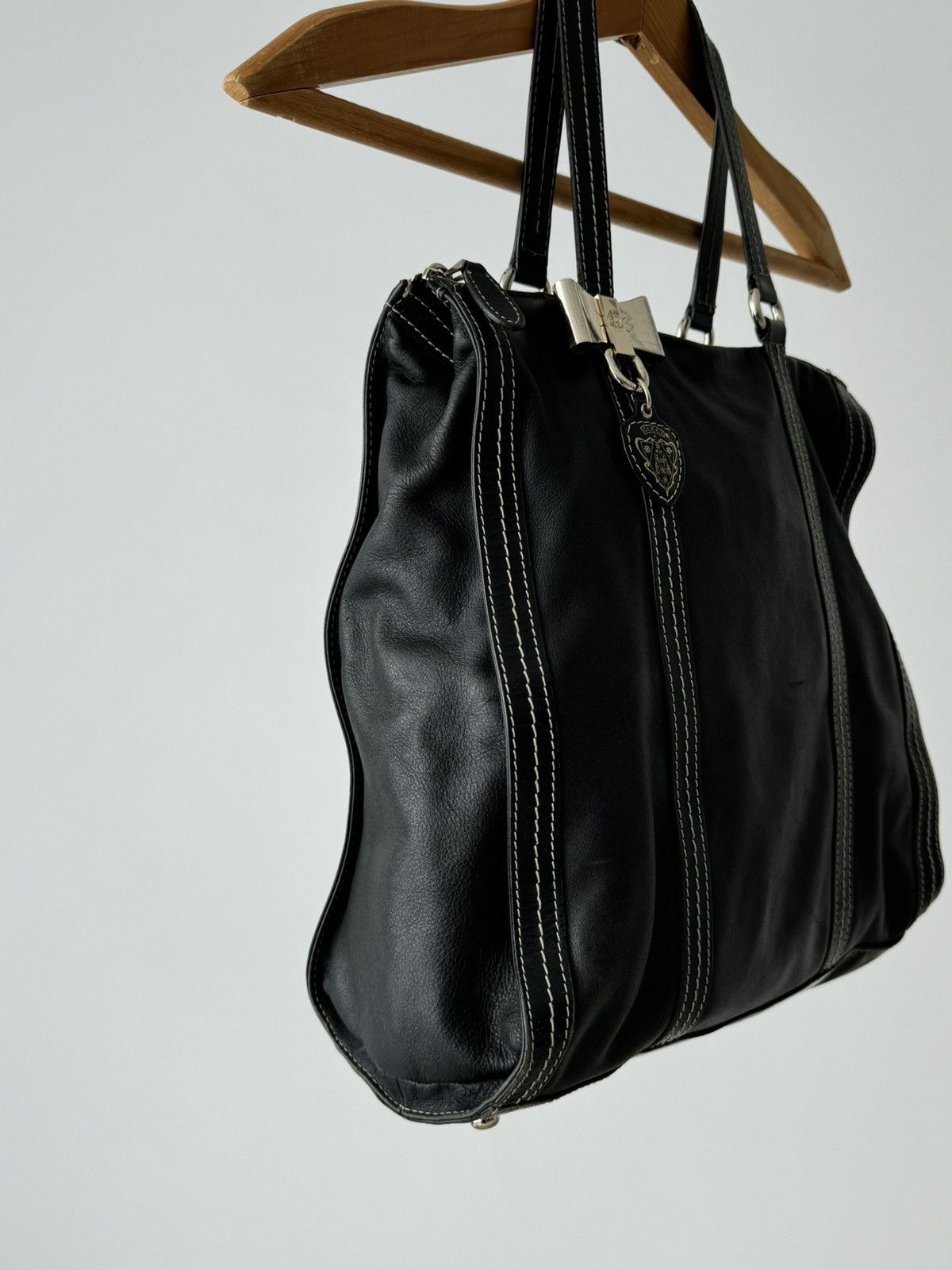 Gucci × Vintage Gucci Duchessa Black Leather Tote Handbag Size ONE SIZE - 7 Thumbnail