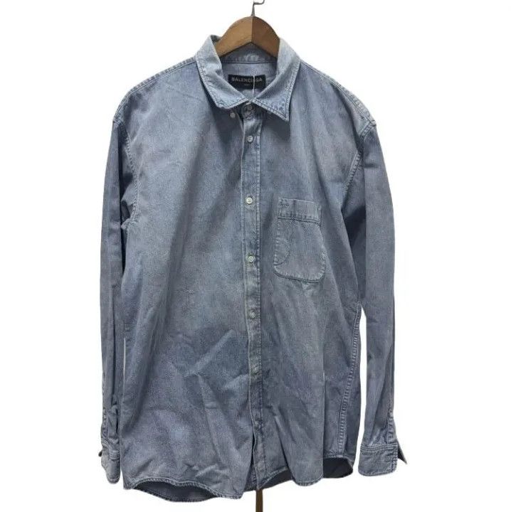 Balenciaga Balenciaga Denim Long Sleeve Button-Up Shirt Size US M / EU 48-50 / 2 - 1 Thumbnail