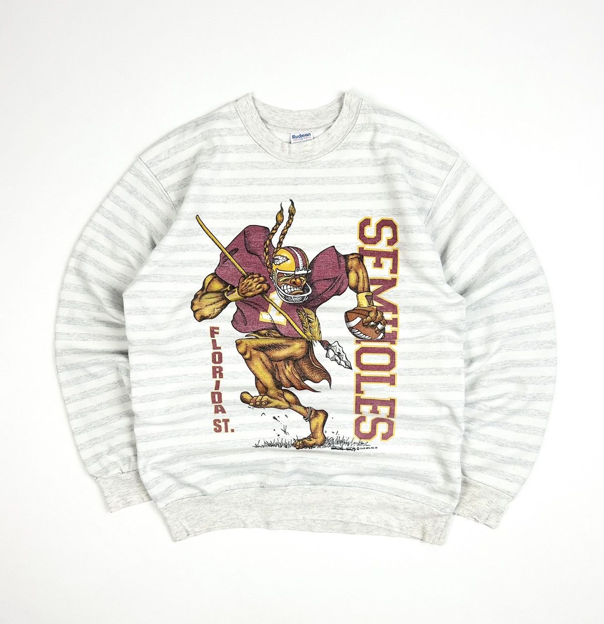 Vintage Vintage 1993 FSU SEMINOLES Striped Gray Sweatshirt Rare USA Size US L / EU 52-54 / 3 - 1 Thumbnail