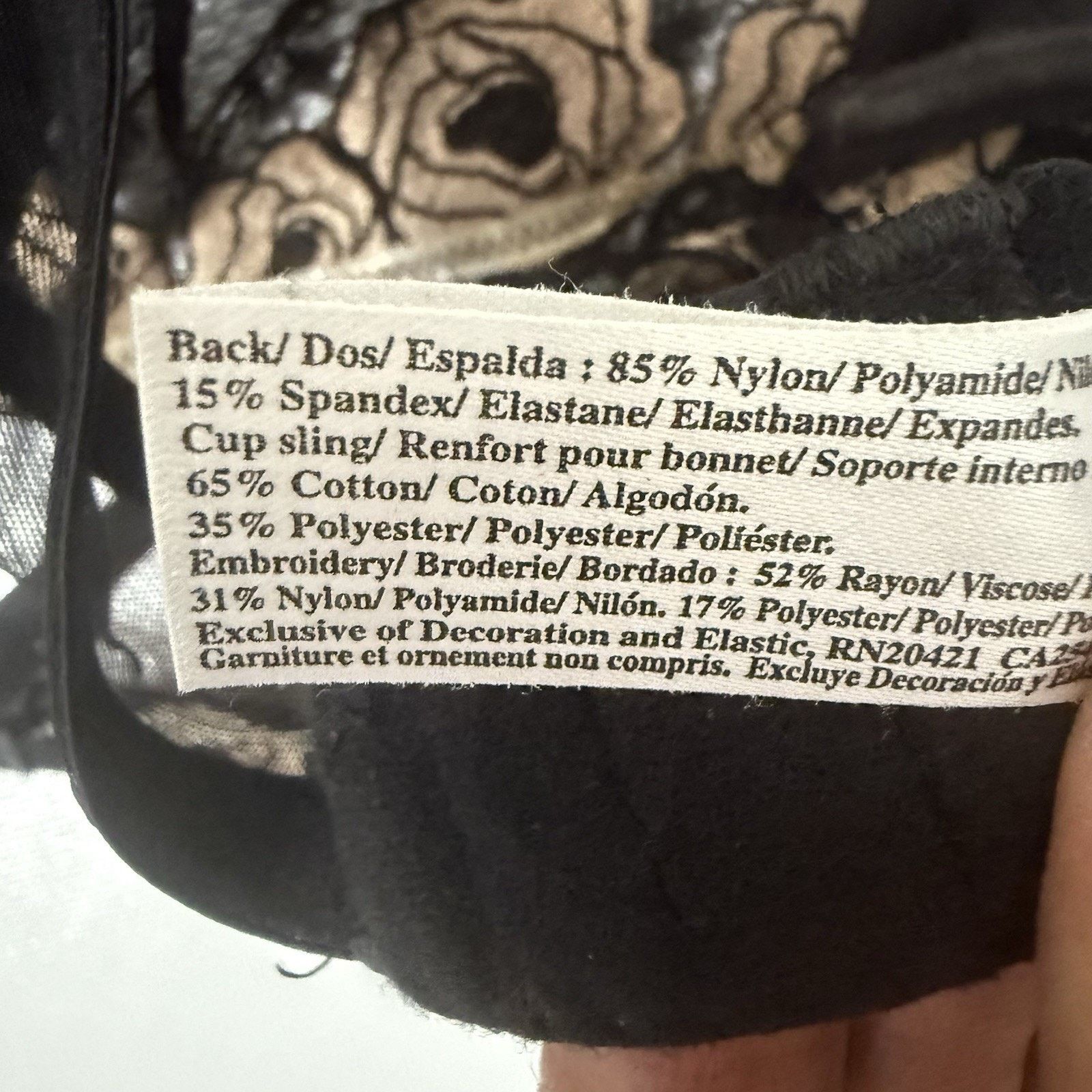 Other Wacoal Retro 34DD Bra Black Sheer Floral Underwire Sexy Size ONE SIZE - 5 Thumbnail