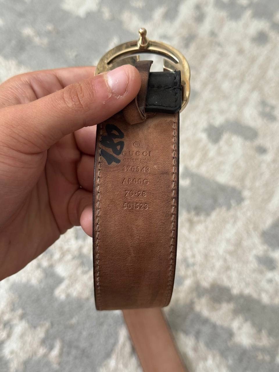 Gucci Gucci Interlocking GG Black Leather Belt Gold Buckle Size ONE SIZE - 5 Thumbnail