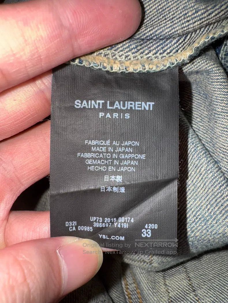Saint Laurent Paris Saint Laurent Paris Retro Dark Blue Heavy Destroyed Jeans Size US 33 - 7 Thumbnail