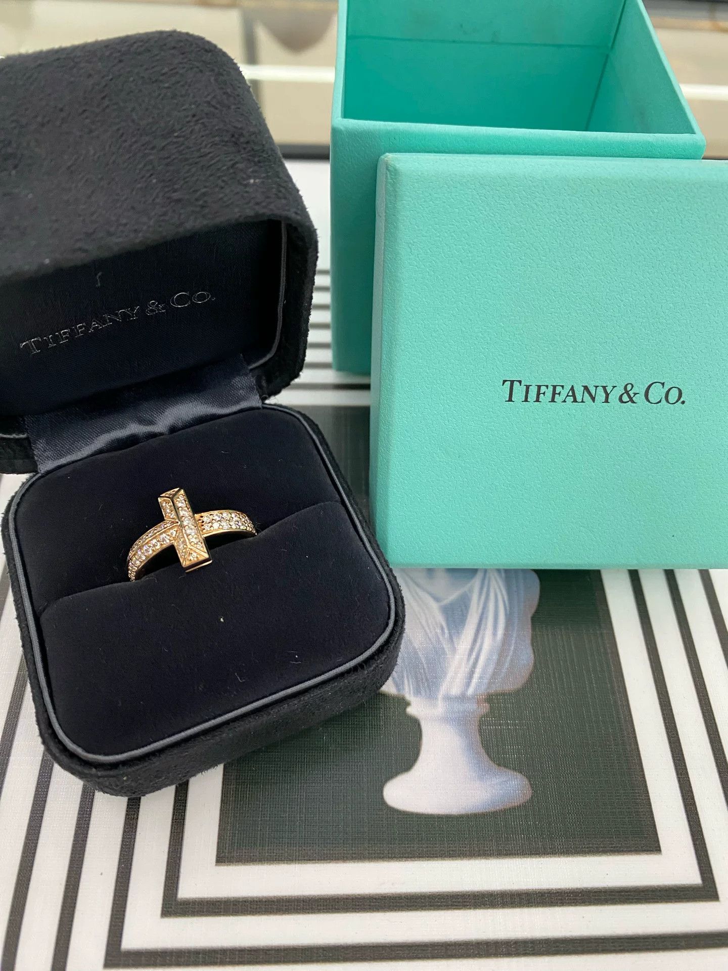 Tiffany & Co. Tiffany T1 Rose Gold Pave Diamond Ring Size ONE SIZE - 1 Thumbnail