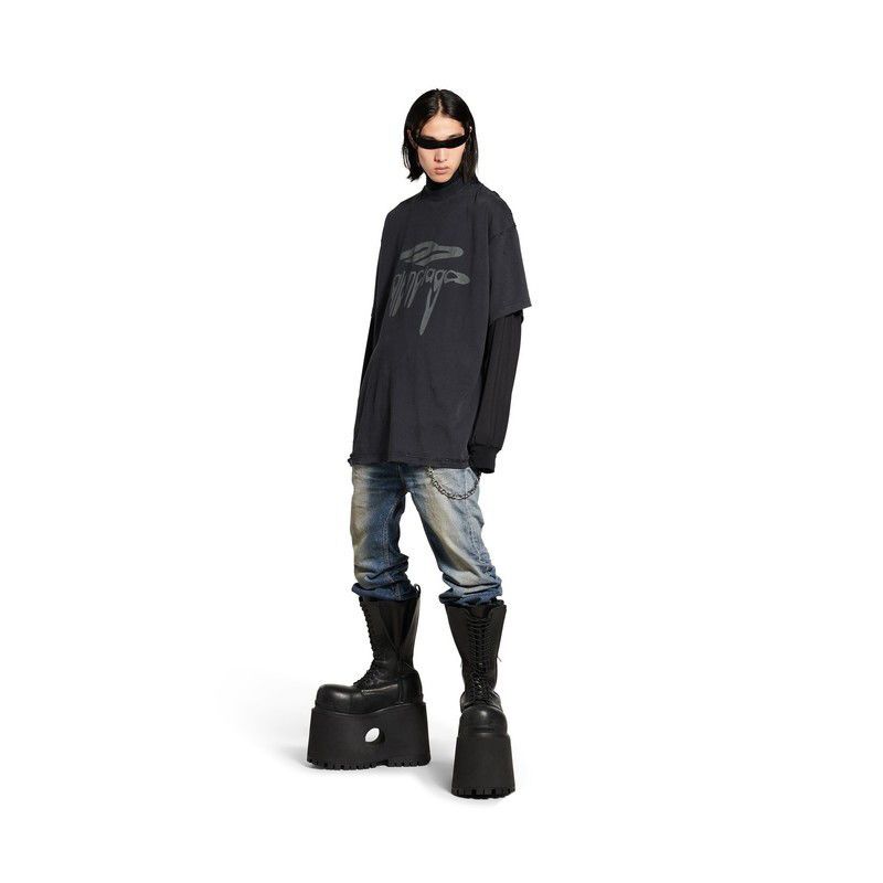 Balenciaga o1bcso1str1225 3B Liquefied T-Shirt Oversized in Black Size US M / EU 48-50 / 2 - 3 Thumbnail