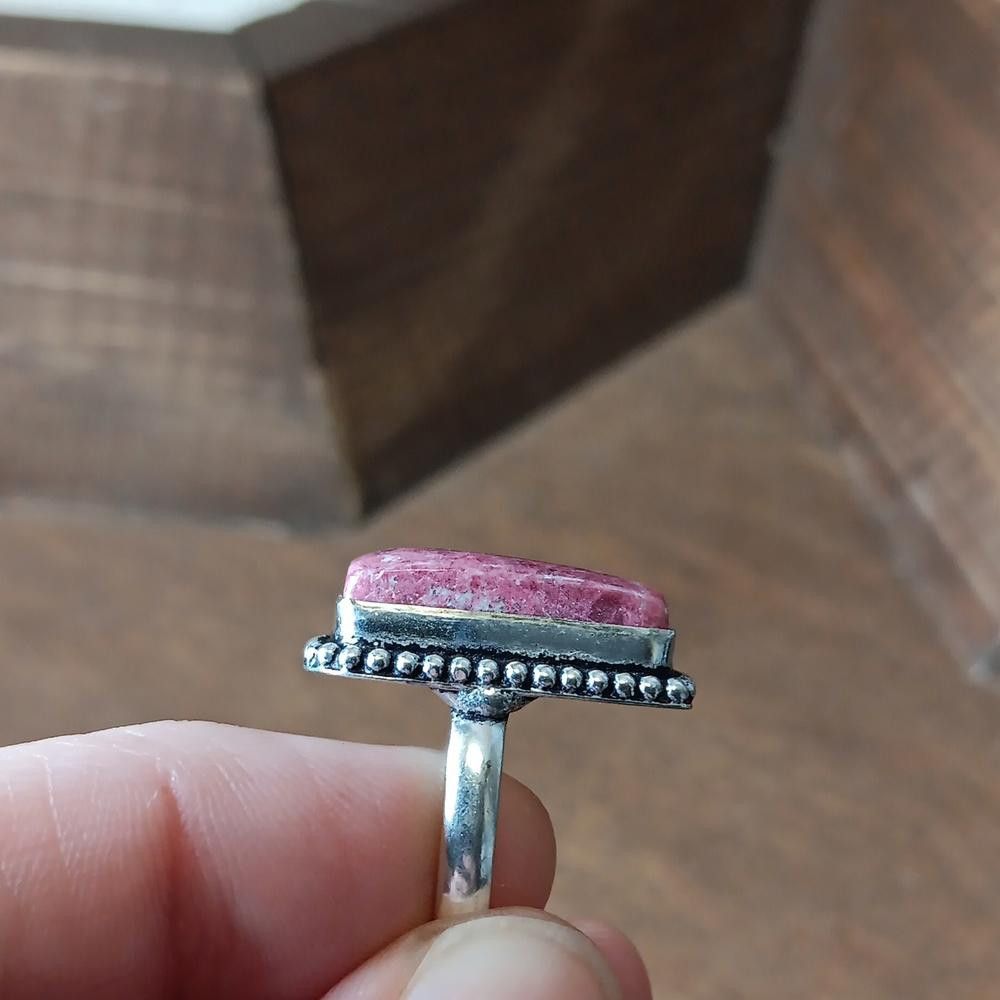 Designer Pink Thulite gemstone ring, sz 6.25 Size ONE SIZE - 4 Thumbnail